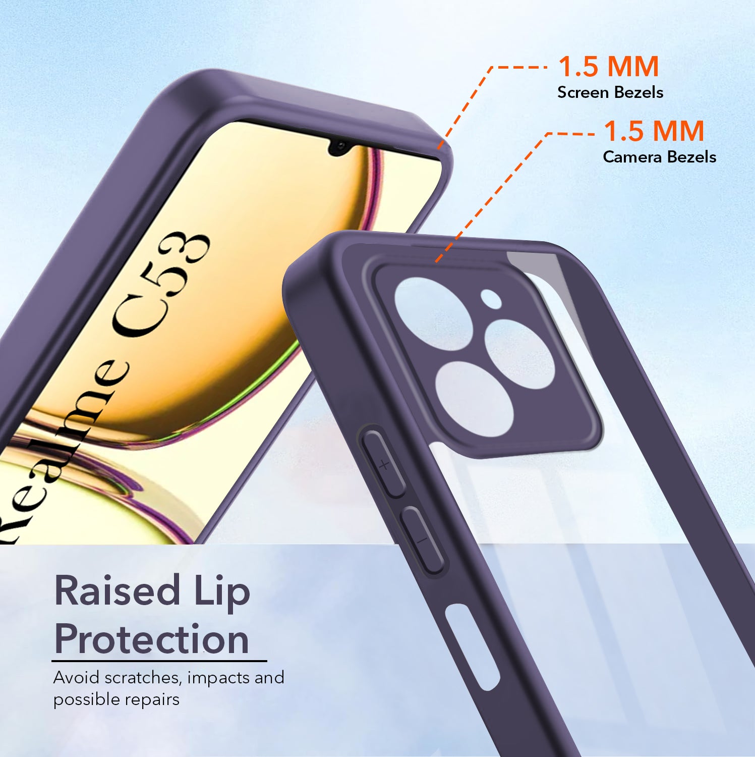 For Realme C53 Back Cover Case Ultra-Hybrid (Lifetime Anti Yellow | Anti Scratch | Crystal Clear Shockproof)