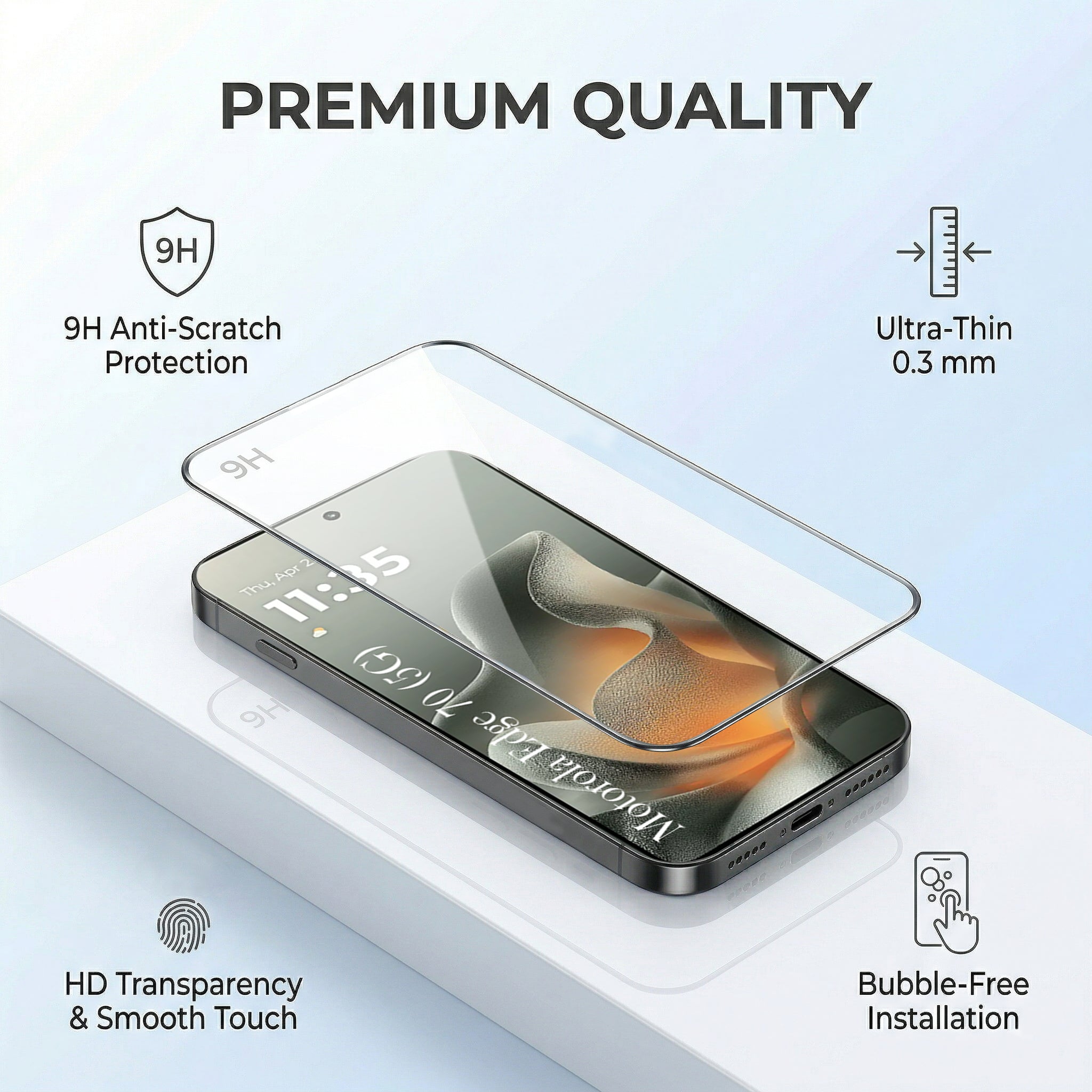 For Motorola Moto Edge 70 Combo with Back Cover and 9H Tempered Glass (Lifetime Anti-Yellow | Sleek Hard Crystal | Oleophobic Coating Screen Glass)