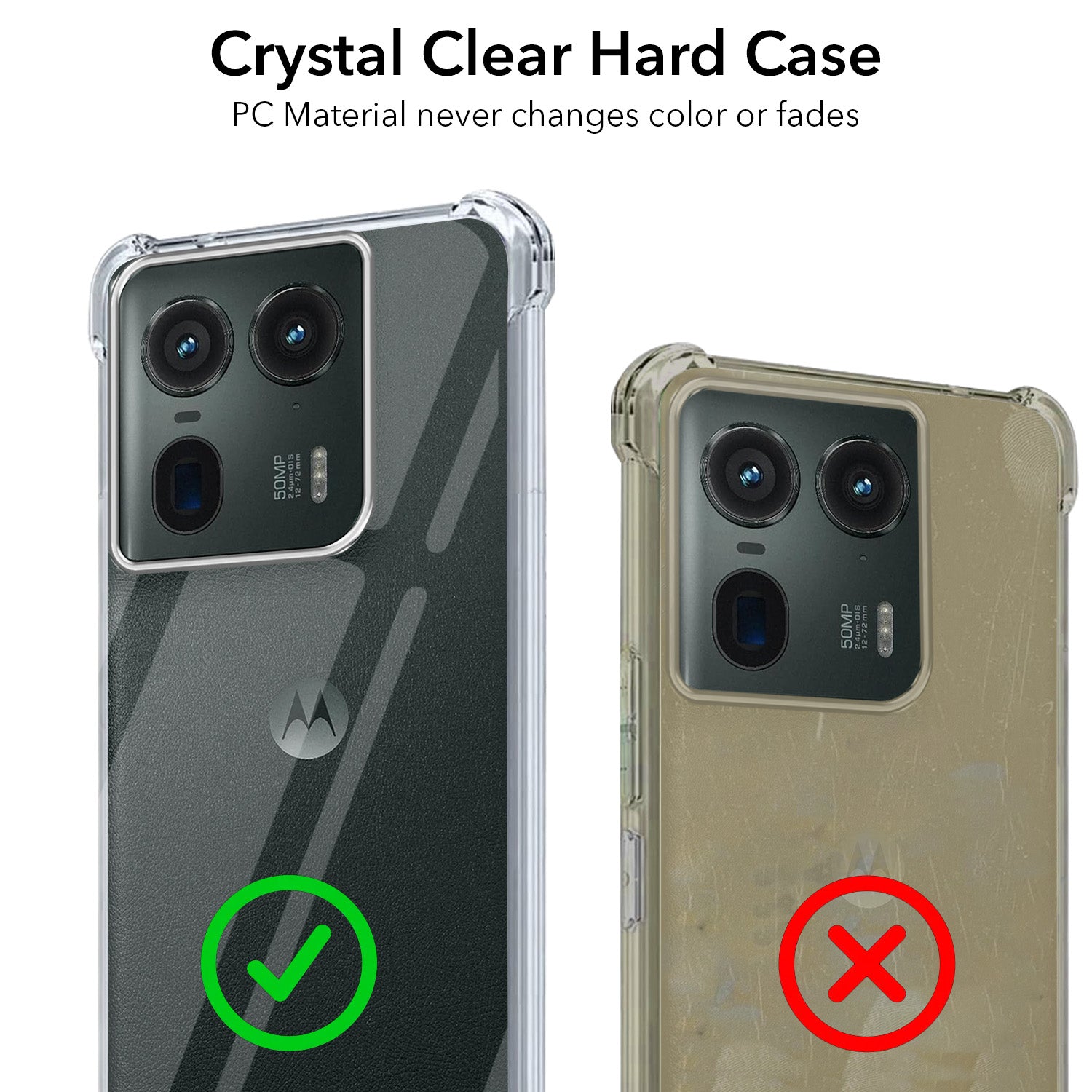 For Motorola Moto Edge 50 Ultra 5G Back Cover Shockproof Crystal-Clear (Drop & Camera Protection | Hard Polycarbonate)