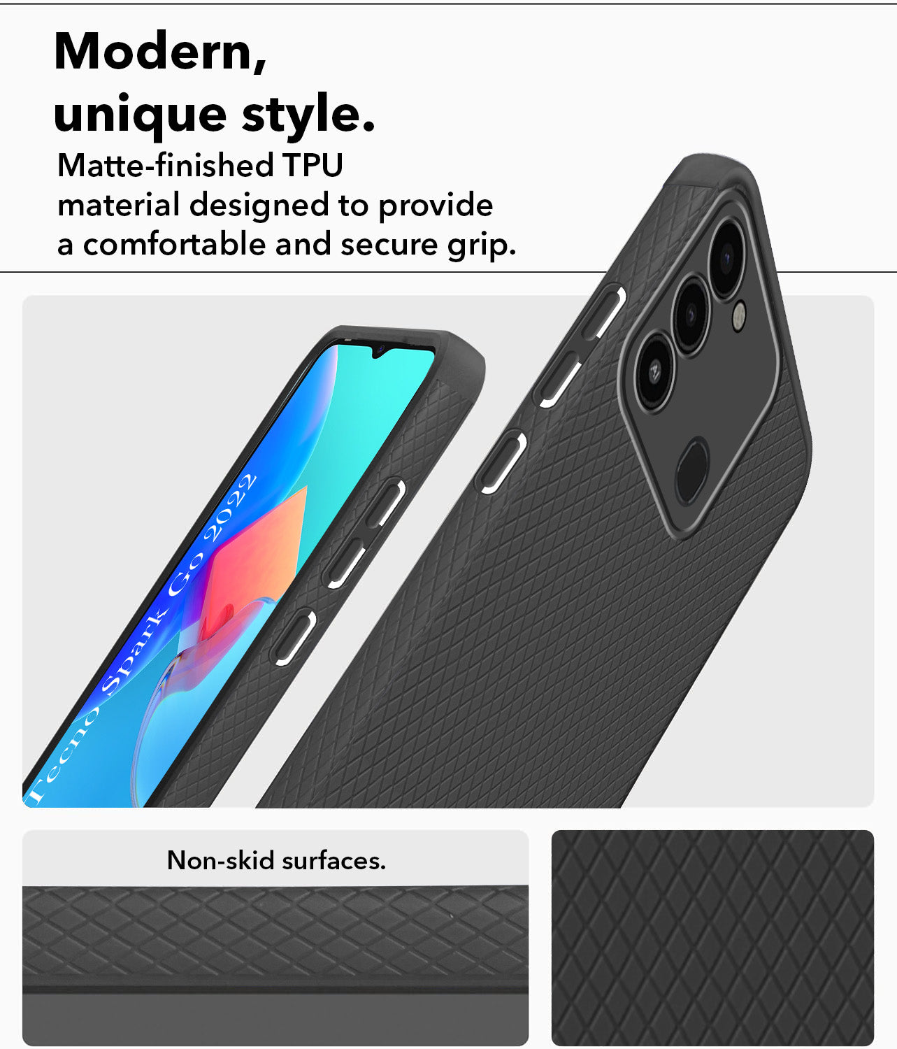For Tecno Spark Go 2022 Back Cover Case (Liquid Silicone | Side Grip | Camera Protection)