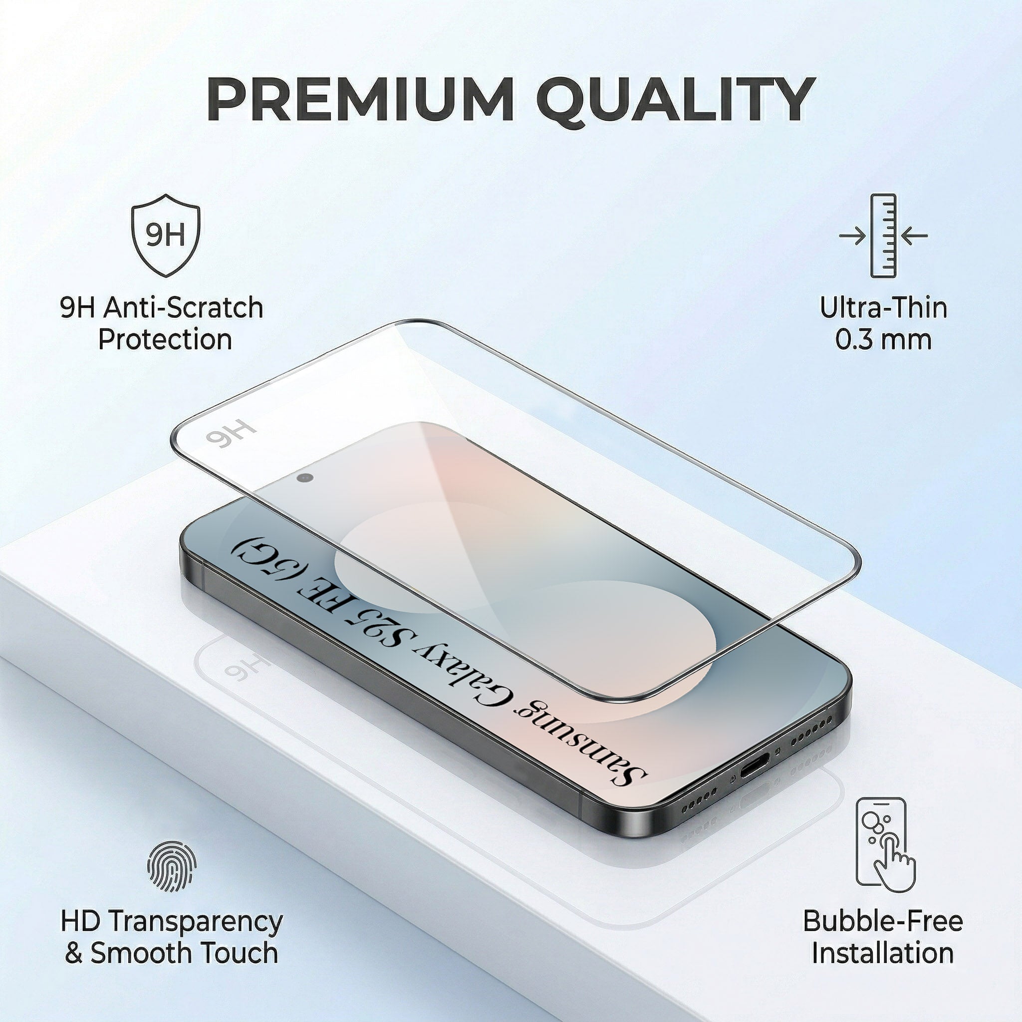 For Samsung Galaxy S25 FE Combo with Back Cover and 9H Tempered Glass (Textured Grip Design | Micro-Fiber Cloth Inside | Oleophobic Coating Screen Glass)