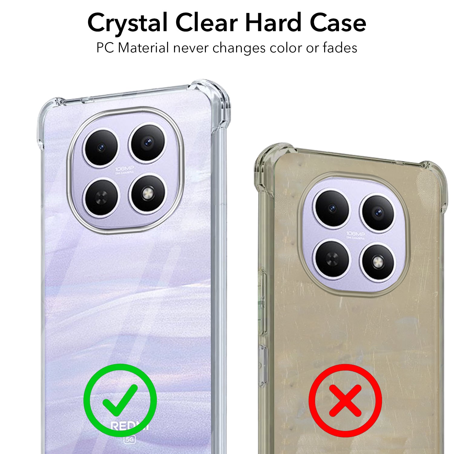 For Redmi note 15 | Redmi note 15 SE (5G) Shockproof Crystal-Clear Back Cover (Drop & Camera Protection | Hard Polycarbonate)