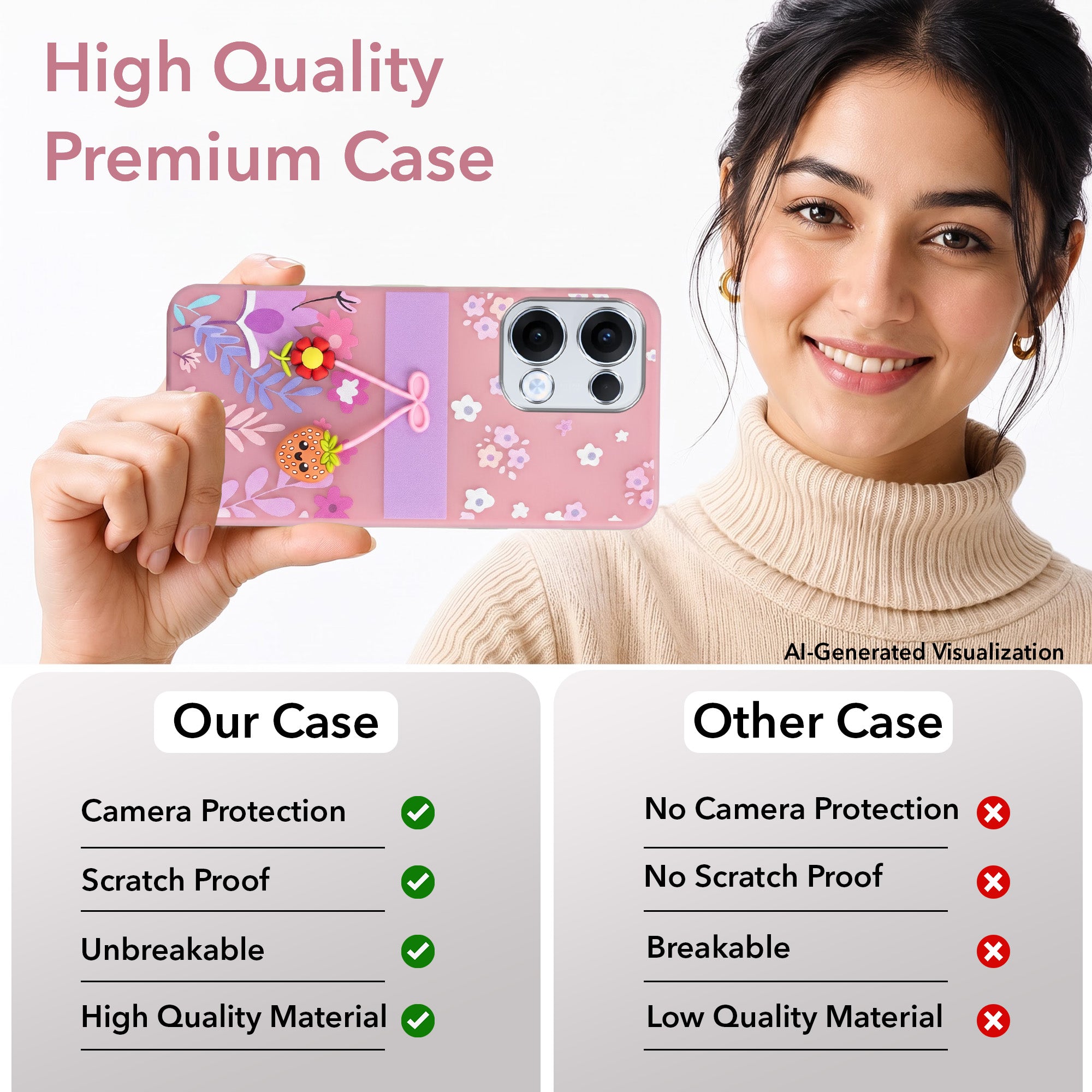For Oppo Reno13 | Oppo Reno 13 Back Cover Case (3D Cute Cartoons | Hard Back Side Soft | Matte Premium Finish | HD Printing) (Copy) (Copy)