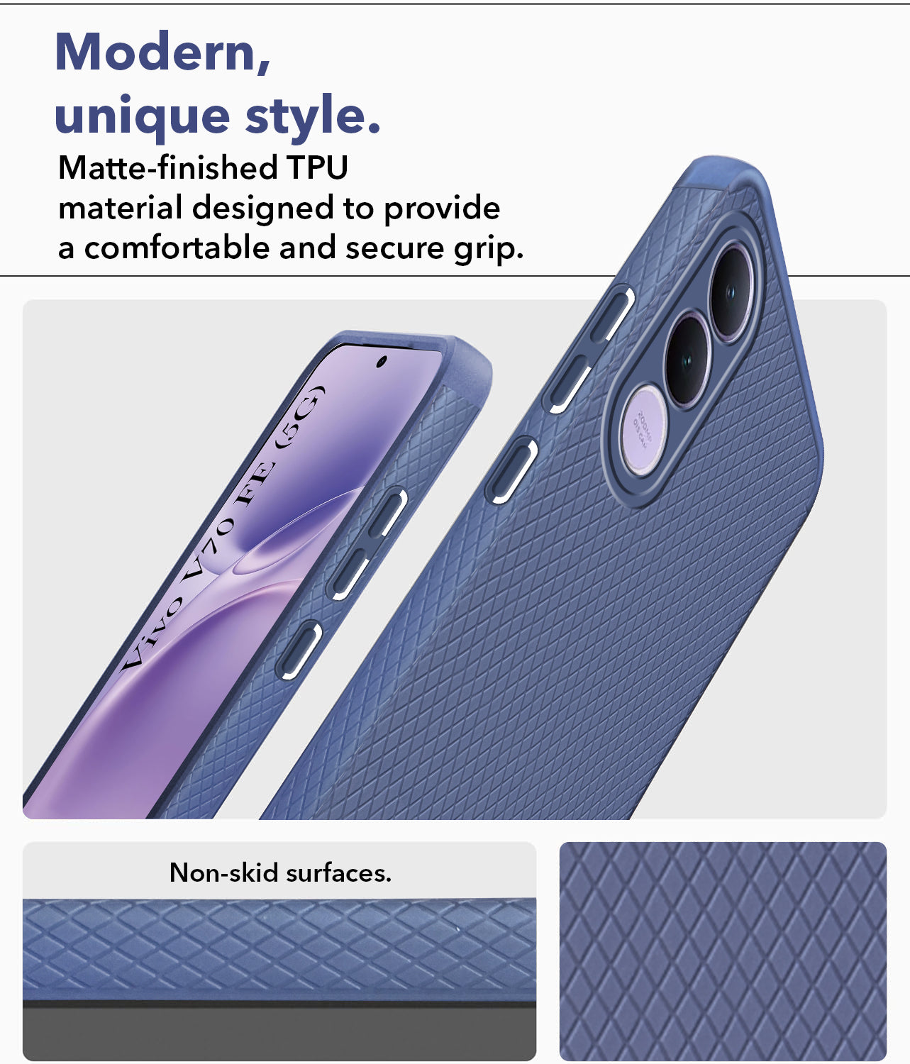 For Vivo V70 FE 5G Back Cover Case Liquid Silicone (Camera Protection | Side Grip Texture | Soft and Flexible)