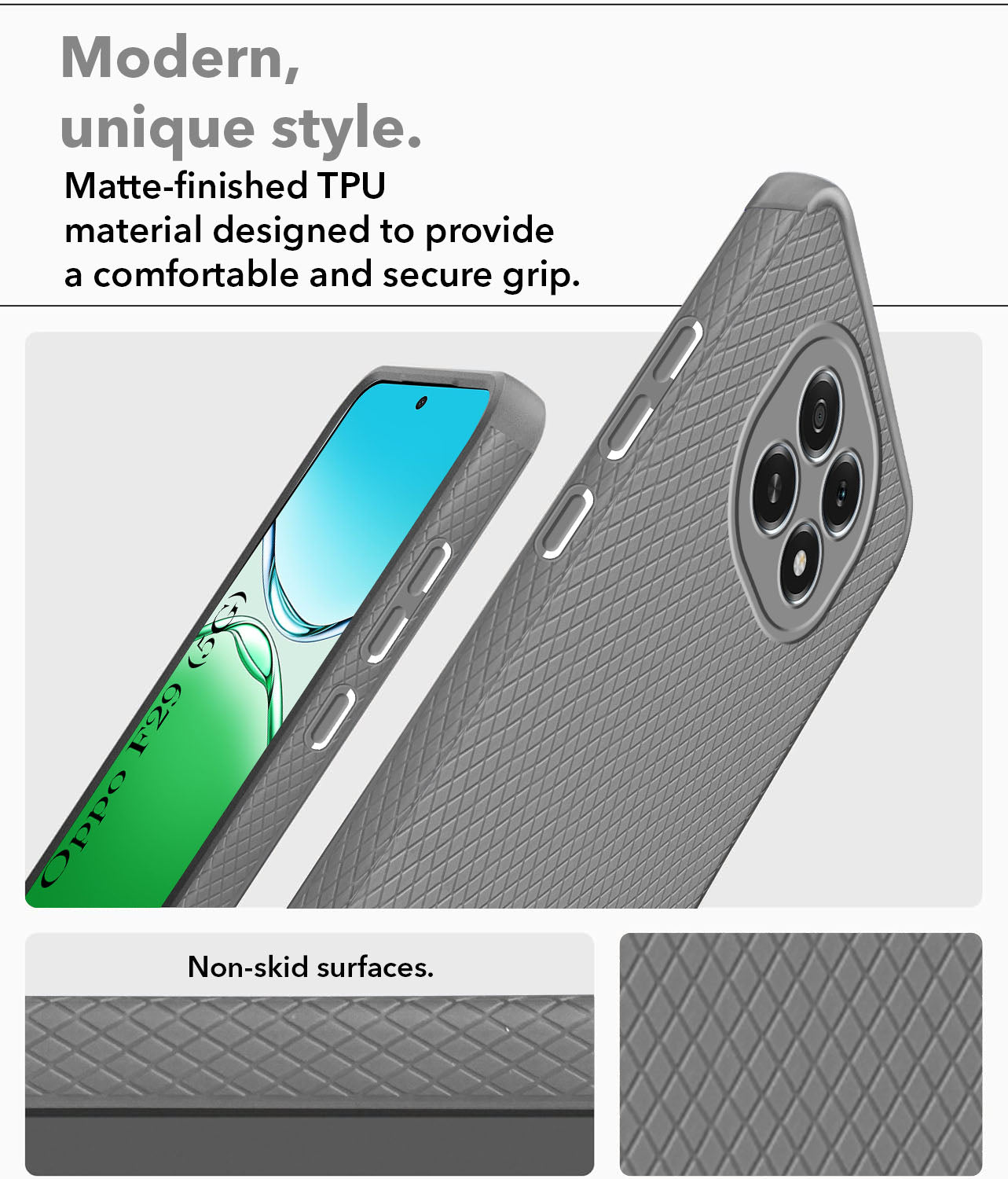For Oppo F29 Back Cover Case (Liquid Silicone | Side Grip | Camera Protection)