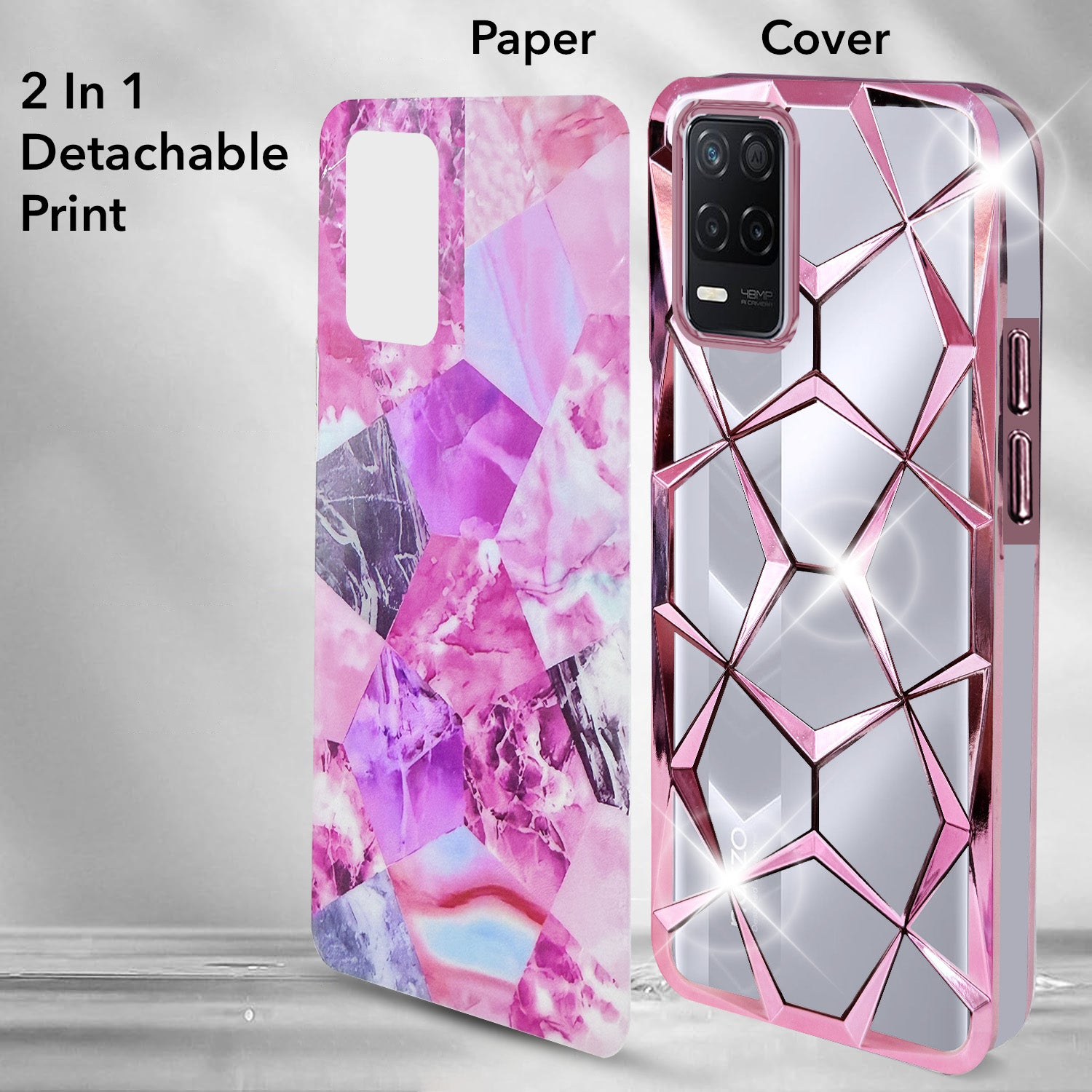 For Realme Narzo 30 5G Back Cover Case (Dual Design Glitter Sparkle and Detachable Diamond Print Case | Soft and Flexible)