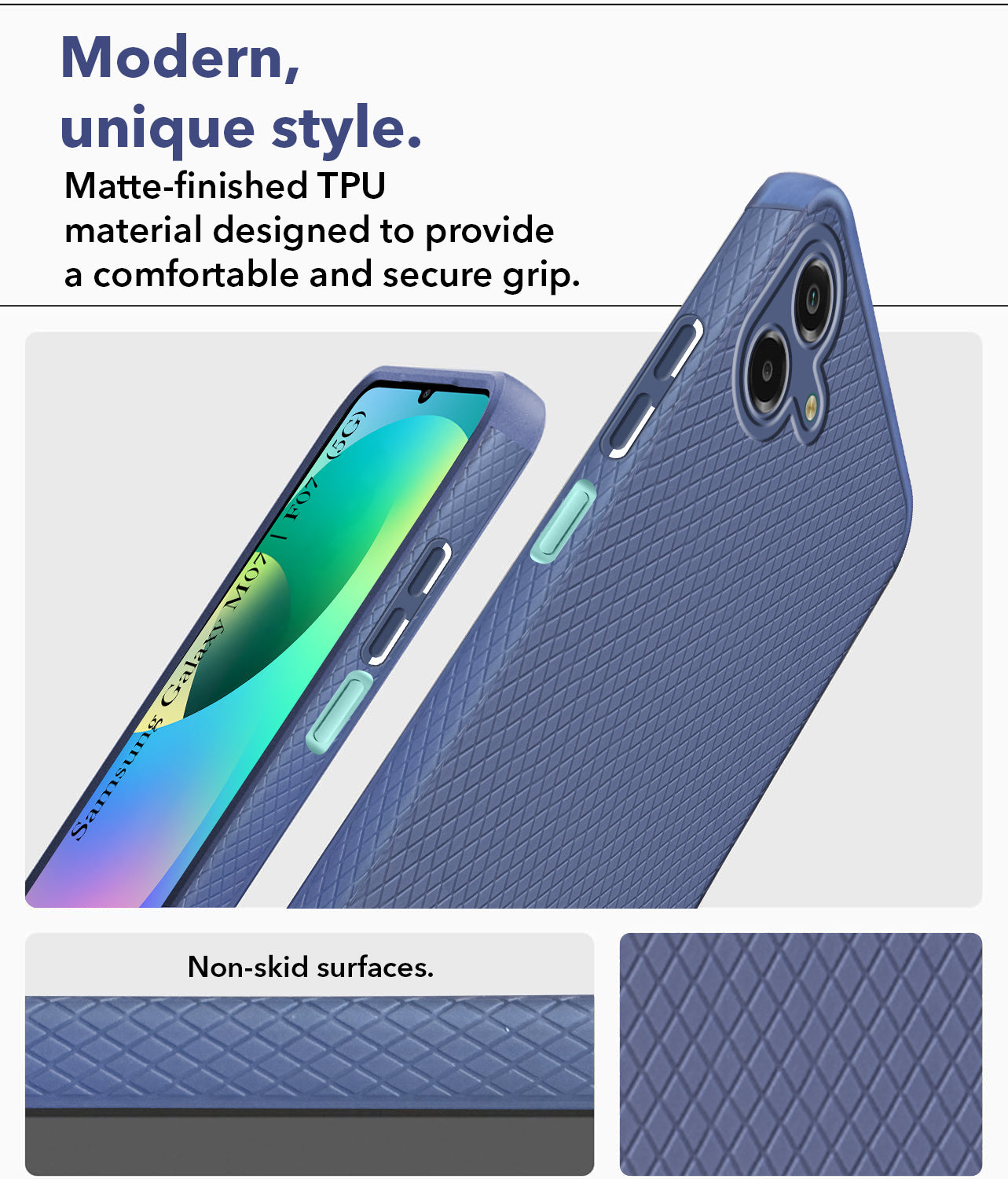 For Samsung Galaxy M07 | Samsung Galaxy F07 Back Cover Case Liquid Silicone (Camera Protection | Side Grip Texture | Soft and Flexible)