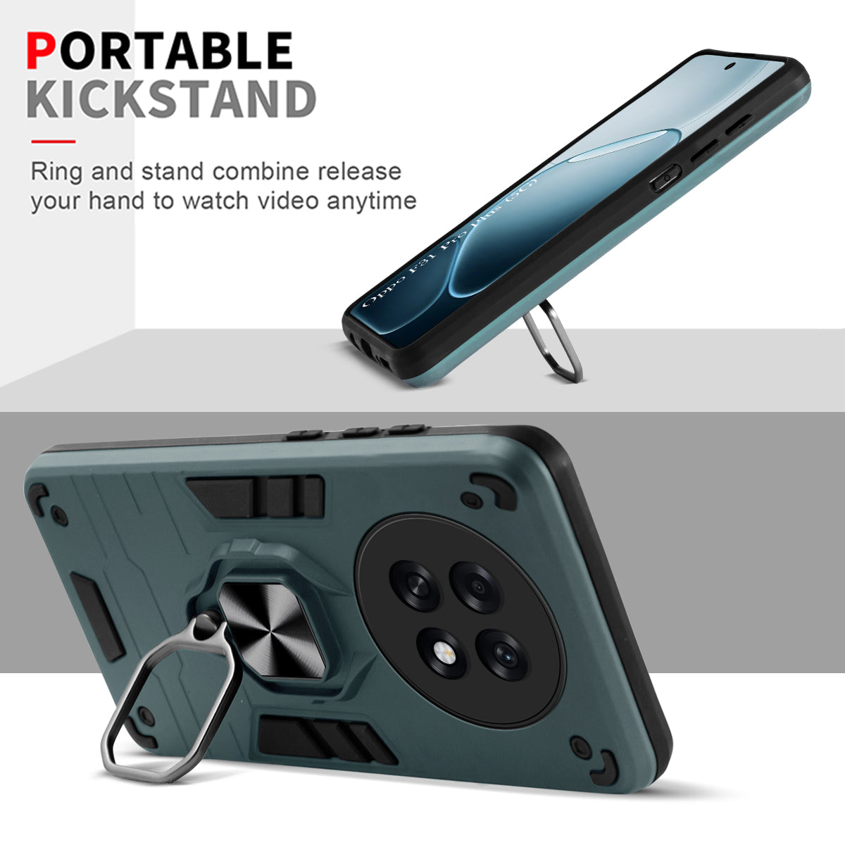 For Oppo F31 Pro Plus Back Cover Case Hybrid Armor (Shockproof Dual Layer Polycarbonate |Ring Holder Kickstand)