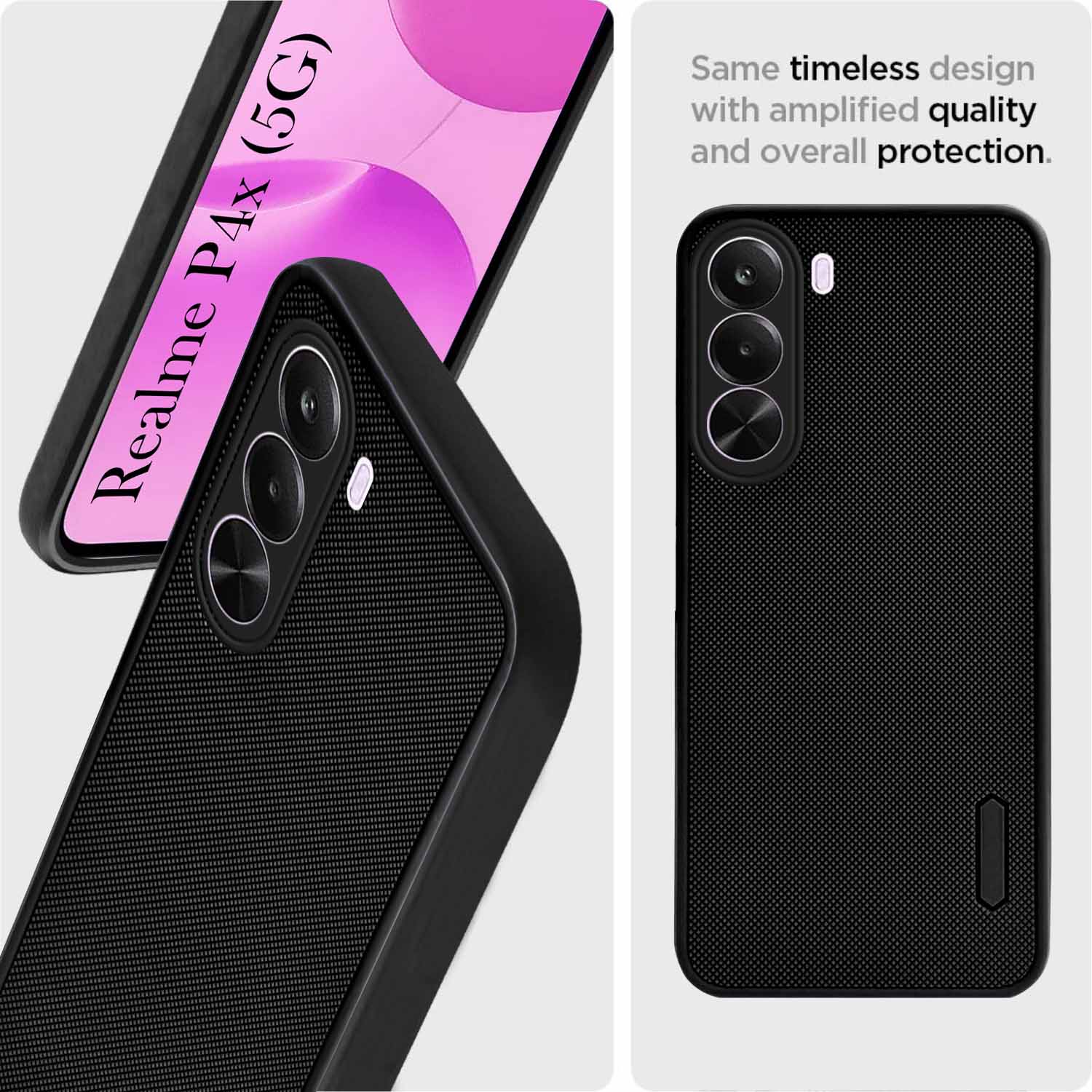 For Realme P4x Back Cover Case Rubberised (Textured Grip Design | Micro-Fiber Cloth Inside | Slim and Light Weight | Soft Touch and Feel)