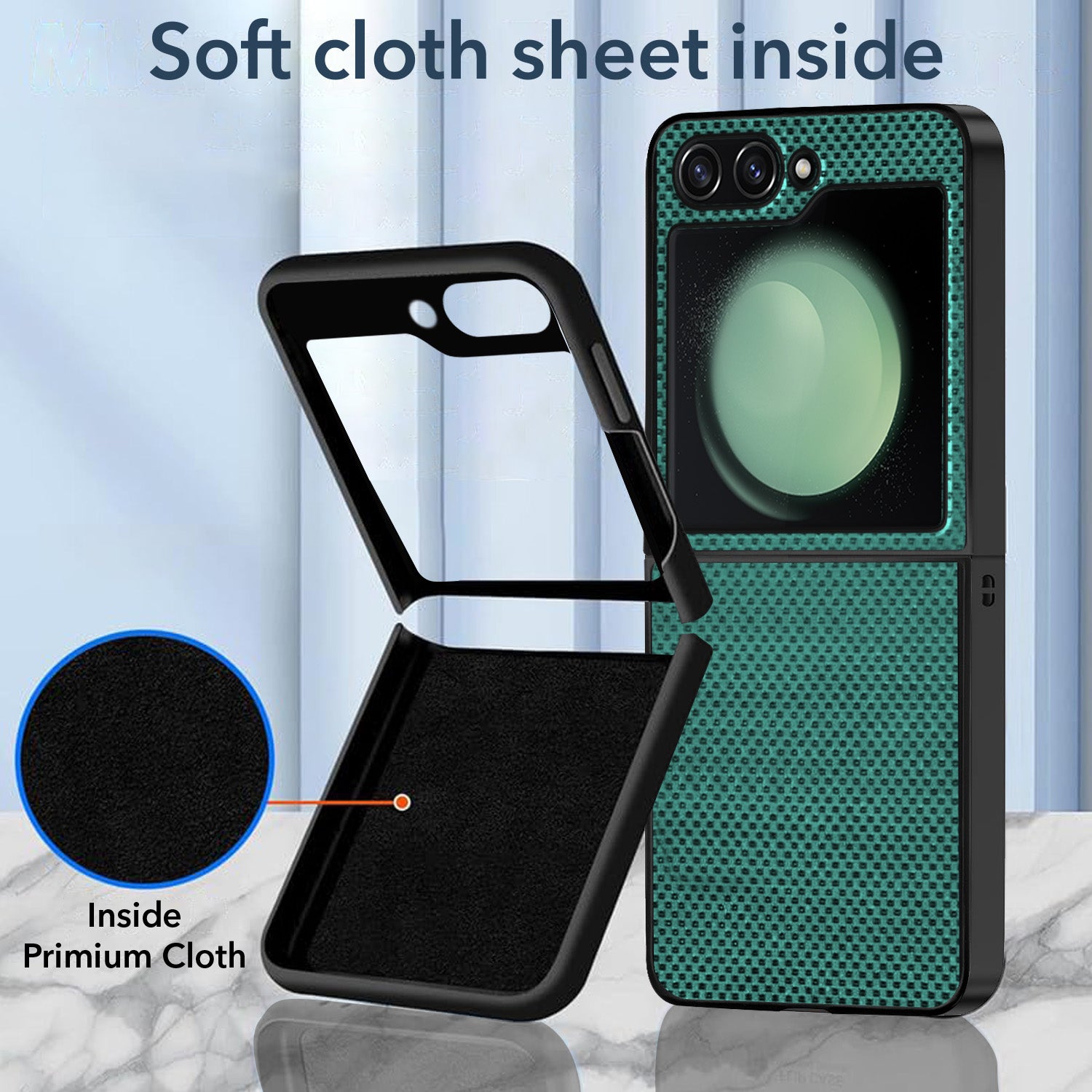 For Samsung Galaxy Z Flip 5 Back Flip Case Cover (Craft Printed Design | Hybrid Texture | Inside Microfiber Cloth)