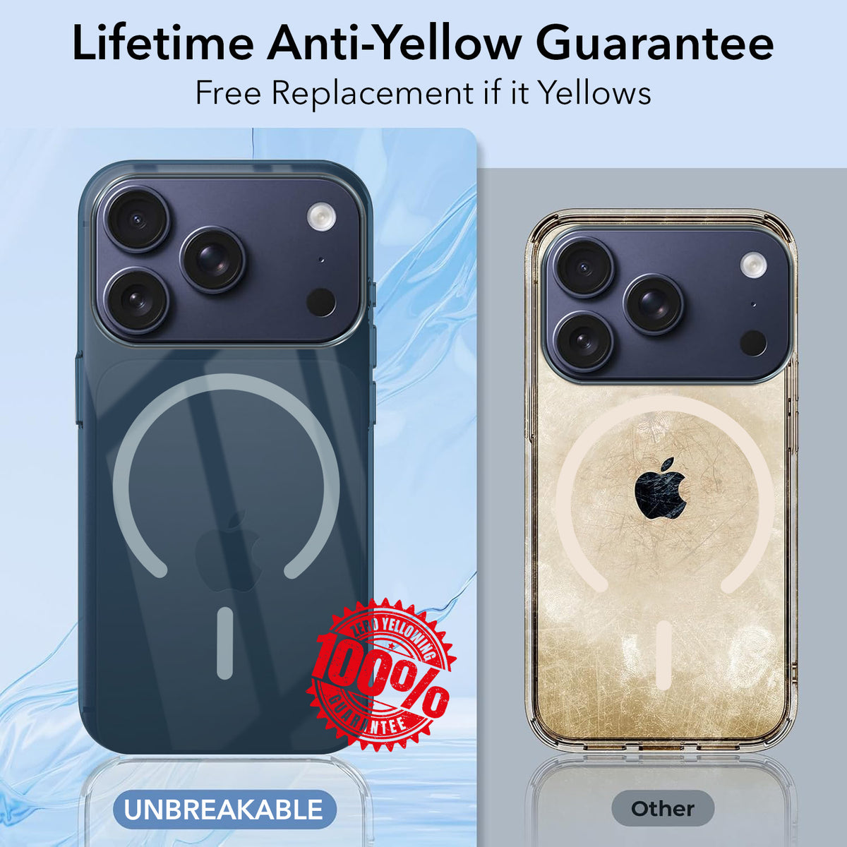 For iPhone 17 Pro | iPhone 18 Pro Back Cover Case Crystal Anti Yellow (MagSafe Wireless Charging Support |Camera Protection Bump)