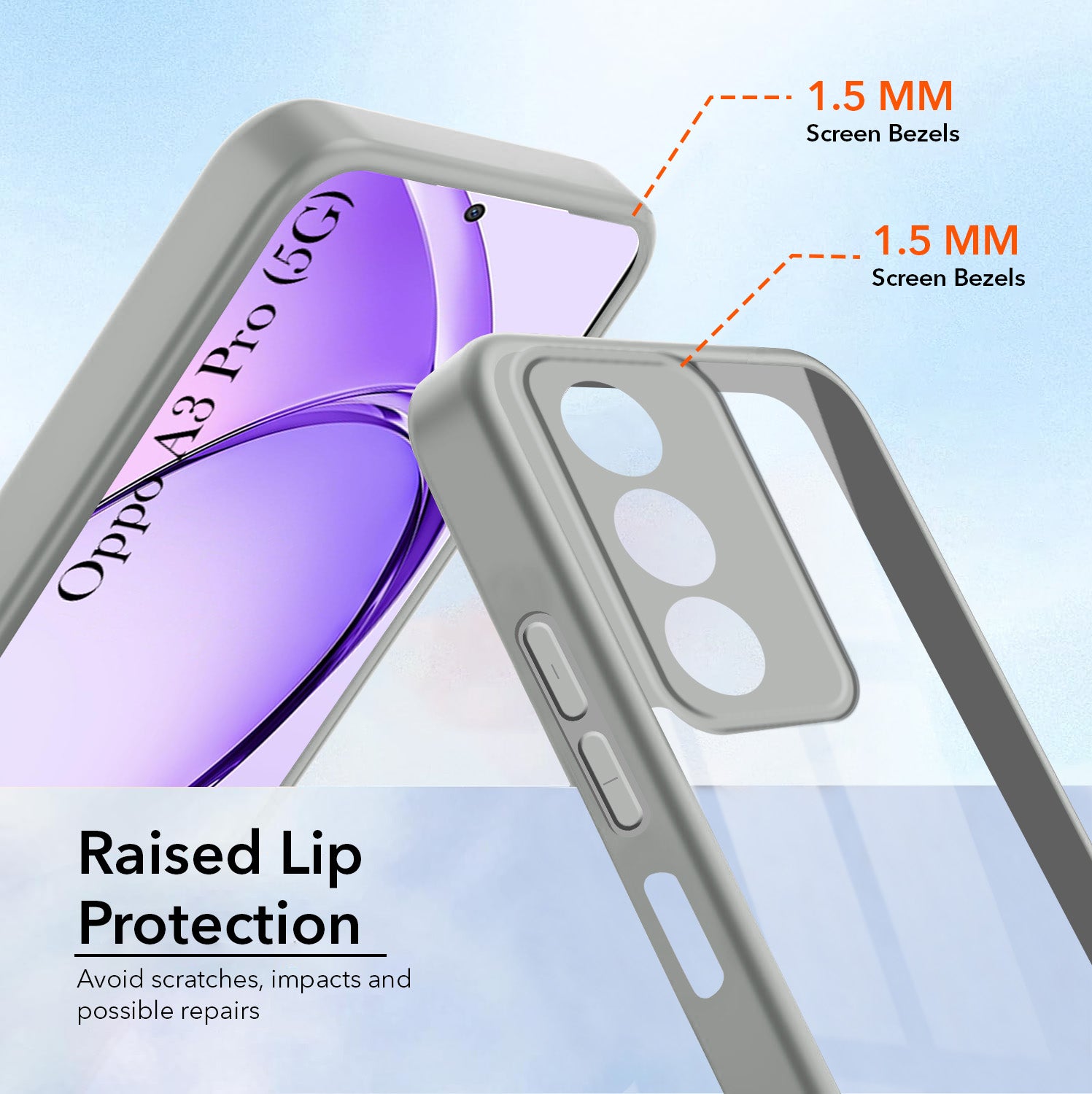 For Oppo A3 Pro 5G Back Cover Case Ultra-Hybrid  (Lifetime Anti Yellow | Anti Scratch | Crystal Clear Shockproof)