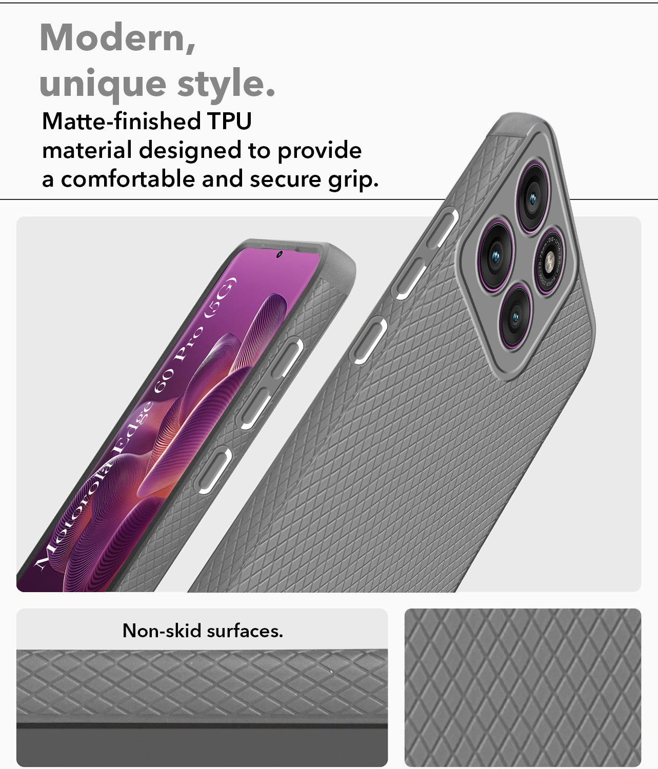 For Motorola Moto Edge 60 Pro Back Cover Case (Liquid Silicone | Side Grip | Camera Protection)