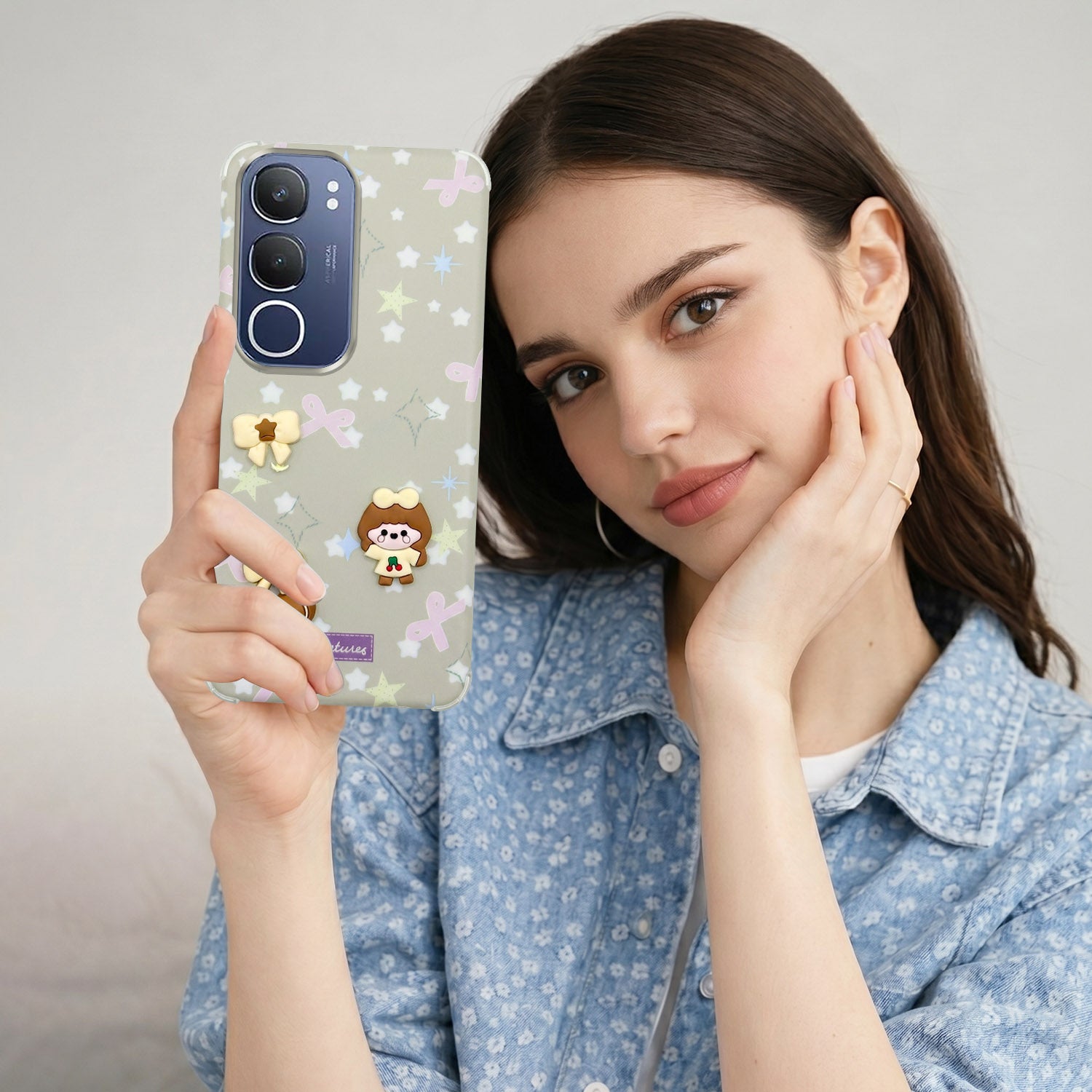 For Vivo Y29 Back Cover Case (3D Cute Cartoons | Hard Back Side Soft | Matte Premium Finish | HD Printing)