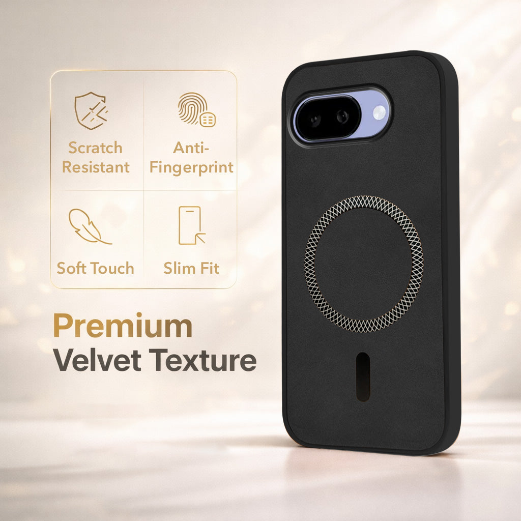 For Google Pixel 9A Back Cover Case Leather Finish (MagSafe Compatible Wireless Charging | Soft Touch | Camera Bump Protection)