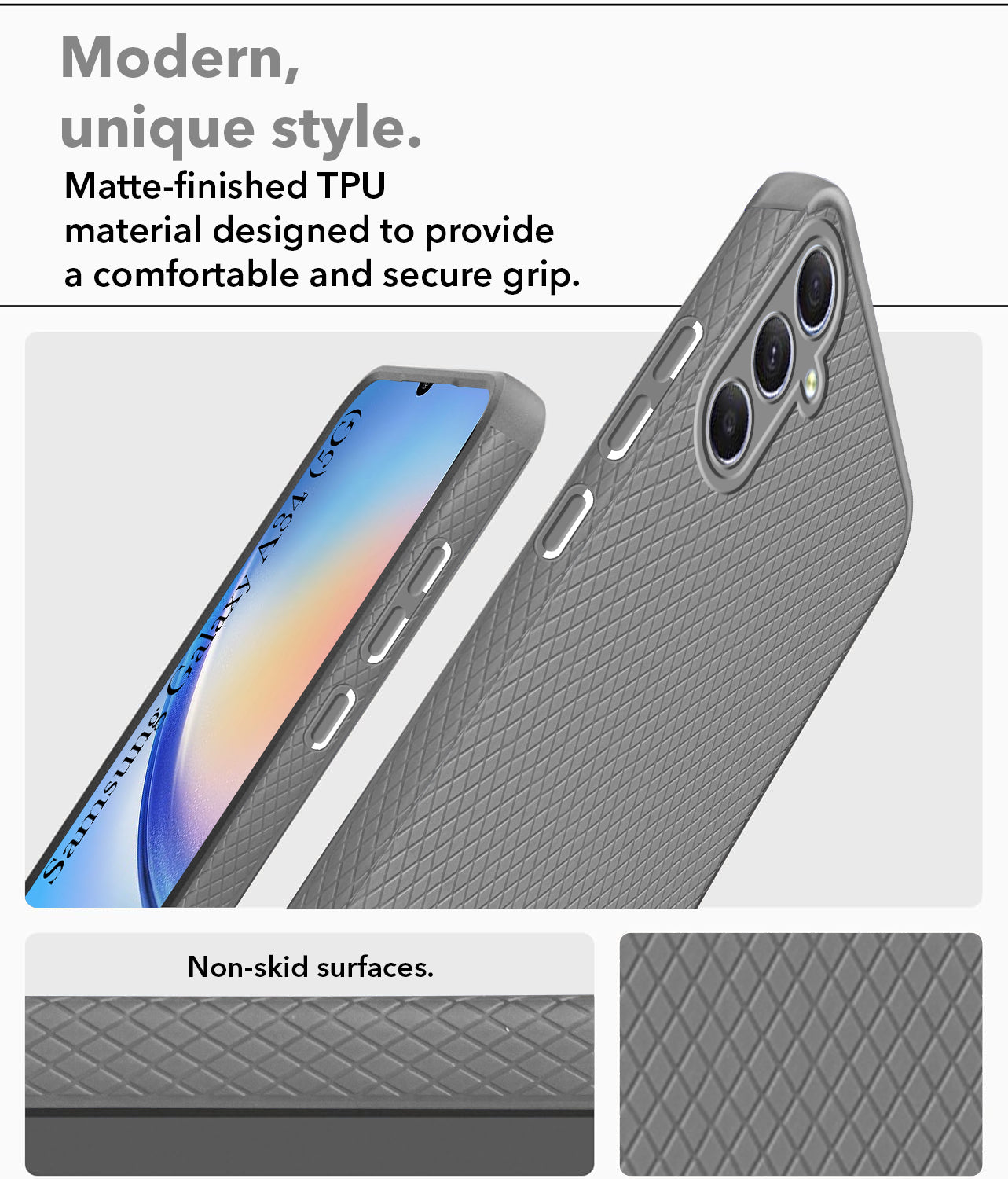 For Samsung Galaxy A34 5G Back Cover Case (Liquid Silicone | Side Grip | Camera Protection)