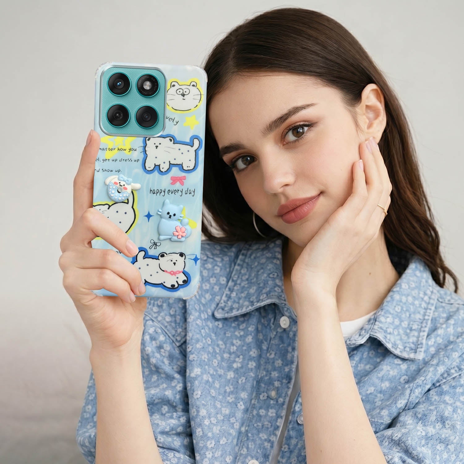 For Motorola Moto Edge 60 Fusion Back Cover Case (3D Cute Cartoons | Hard Back Side Soft | Matte Premium Finish | HD Printing)