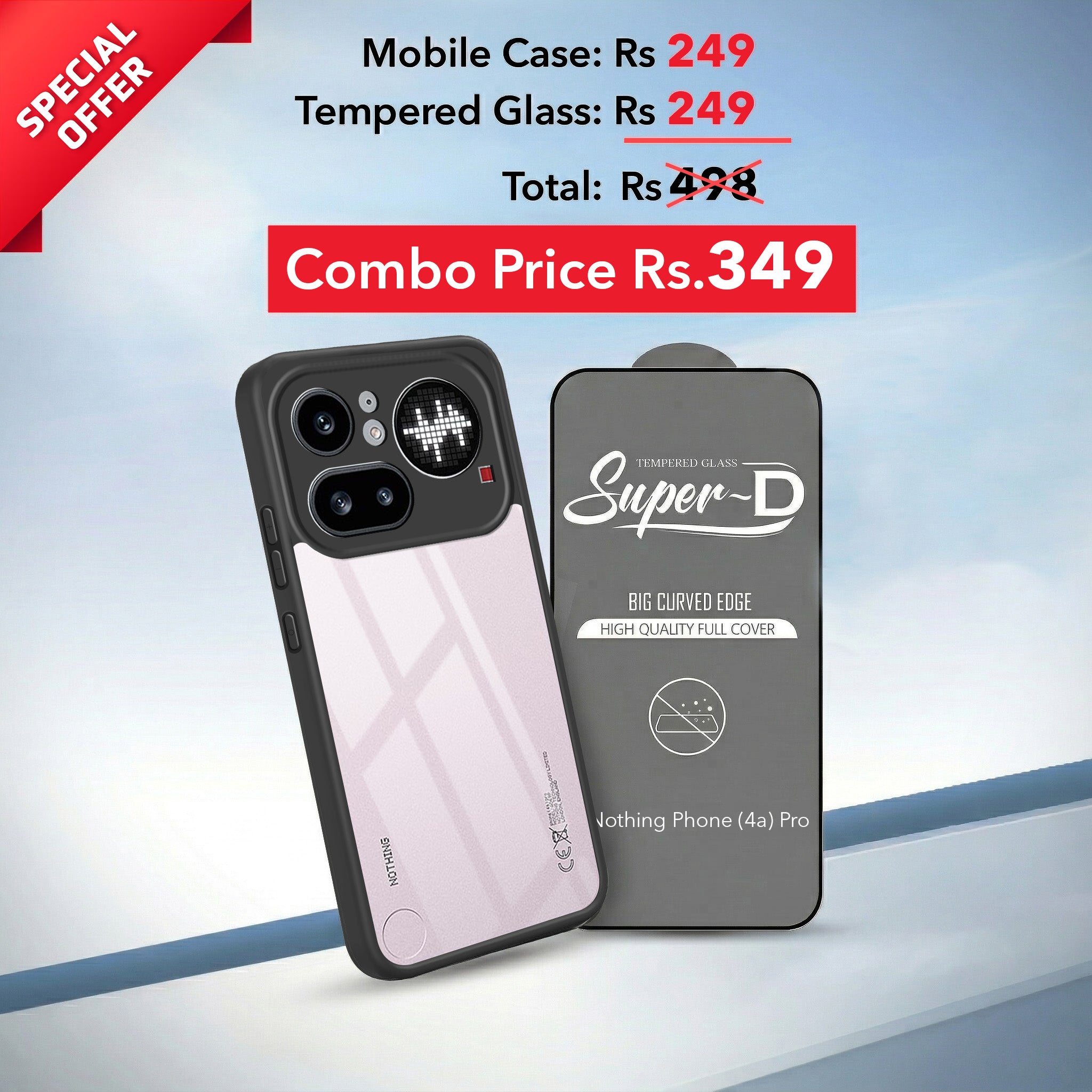 For Nothing Phone 4A Pro 5G Combo with Back Cover and 9H Tempered Glass (Lifetime Anti-Yellow | Crystal Clear Shockproof | Oleophobic Coating Screen Glass)
