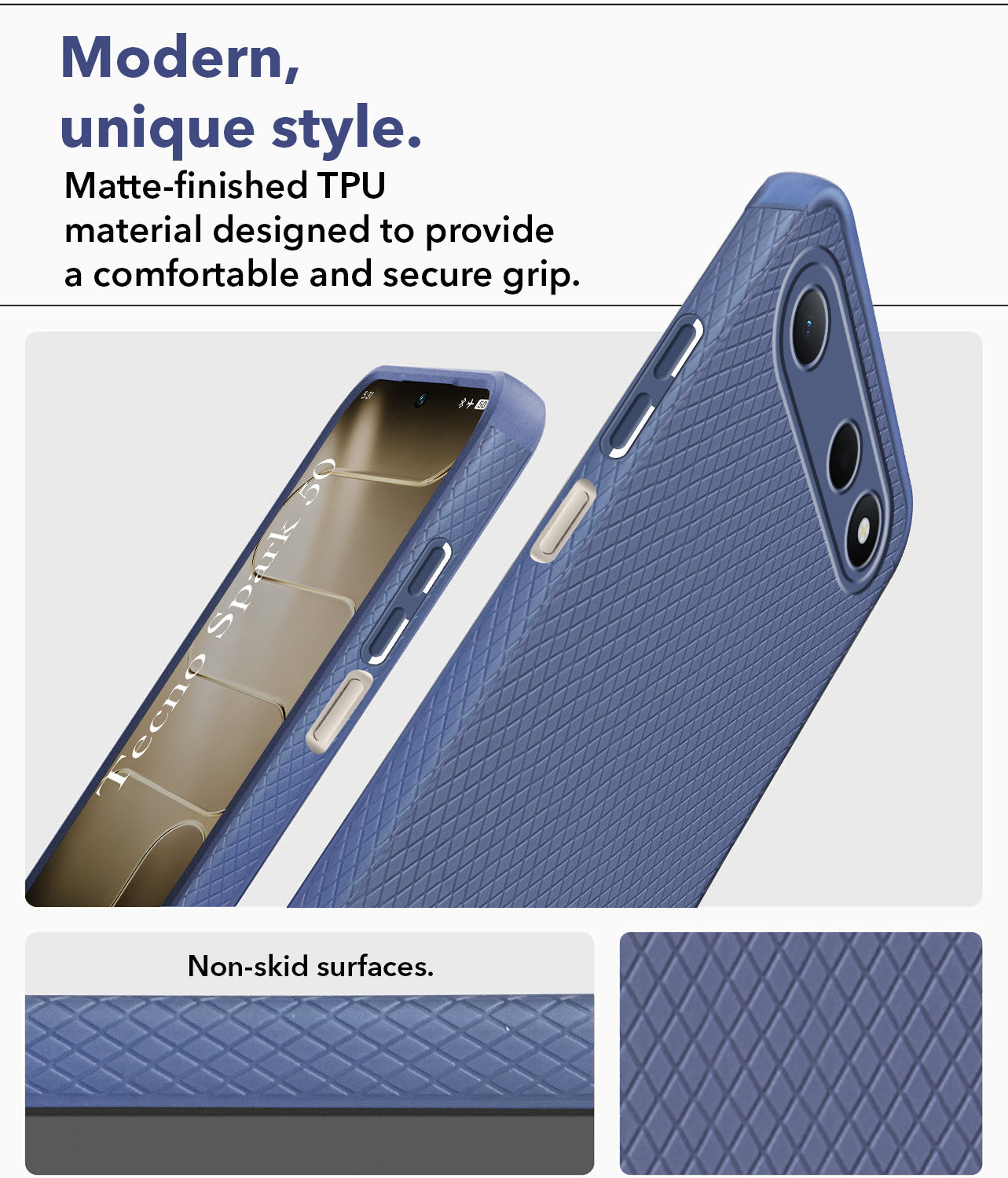 For Tecno Spark 50 Back Cover Case Liquid Silicone (Camera Protection | Side Grip Texture | Soft and Flexible)
