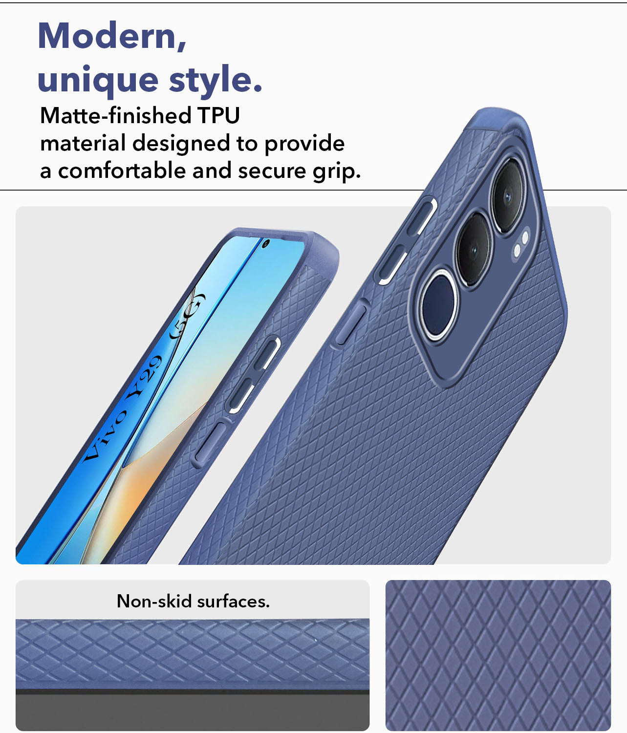 For Vivo Y29  Back Cover Case (Liquid Silicone | Side Grip | Camera Protection)
