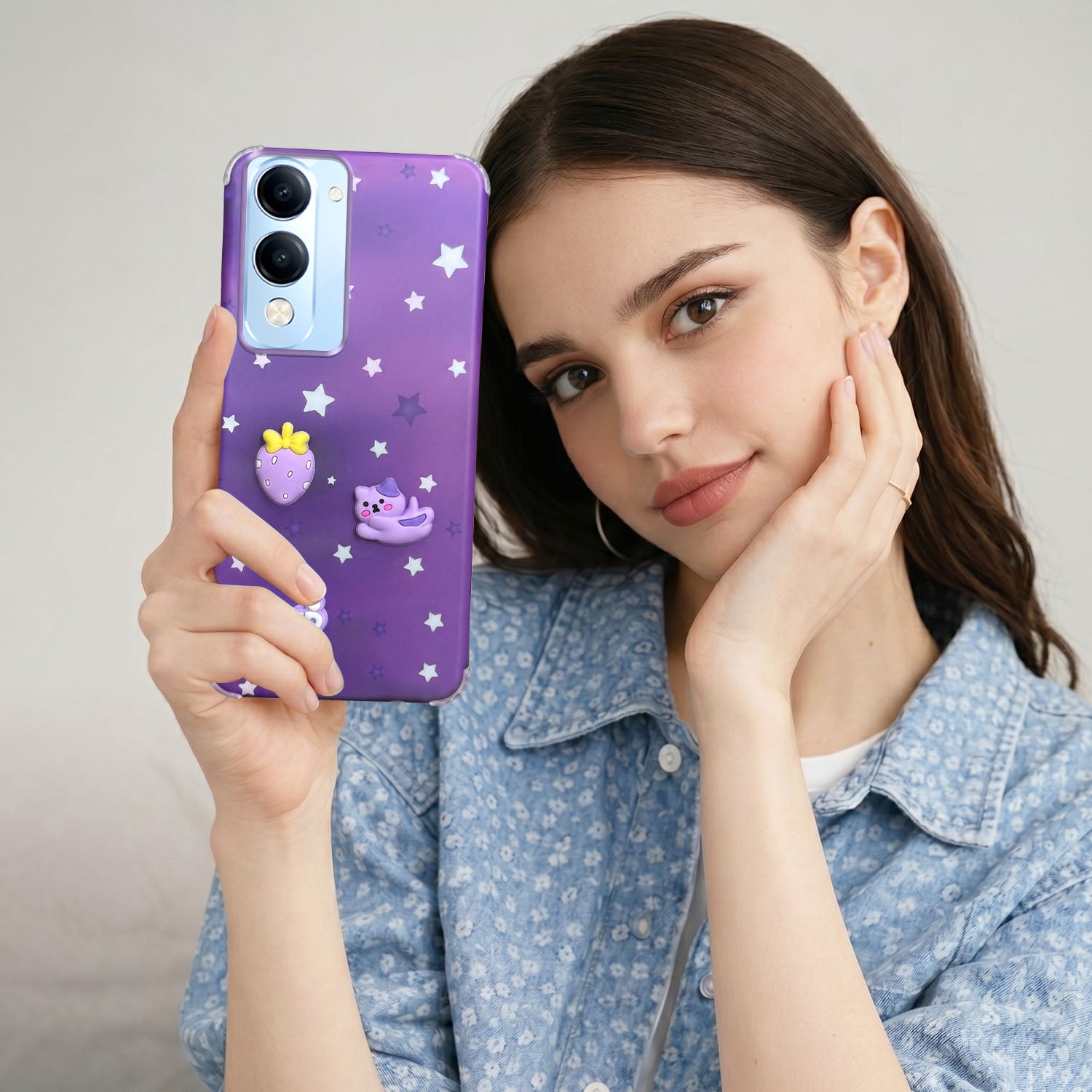 For Vivo iQOO Z10 Lite Back Cover Case (3D Cute Cartoons | Hard Back Side Soft | Matte Premium Finish | HD Printing)