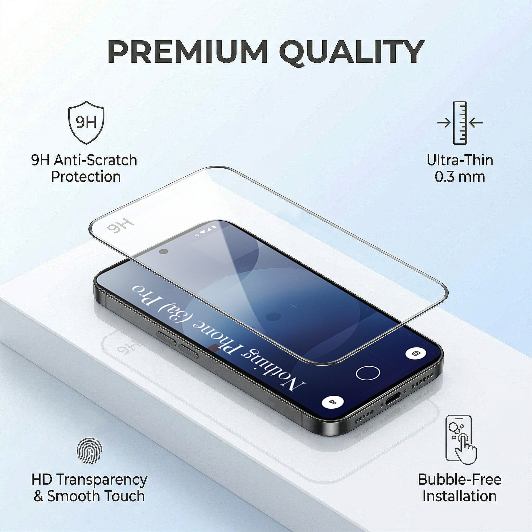 For Nothing Phone 3A Pro 5G Combo with Back Cover and 9H Tempered Glass (Lifetime Anti-Yellow | Sleek Hard Crystal | Oleophobic Coating Screen Glass)