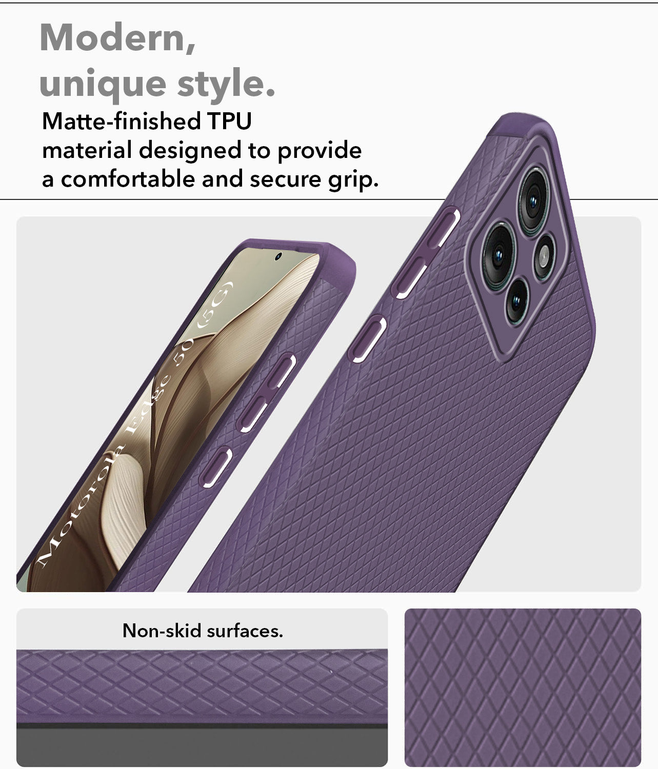 For Motorola Moto Edge 50 5G Back Cover Case (Liquid Silicone | Side Grip | Camera Protection)