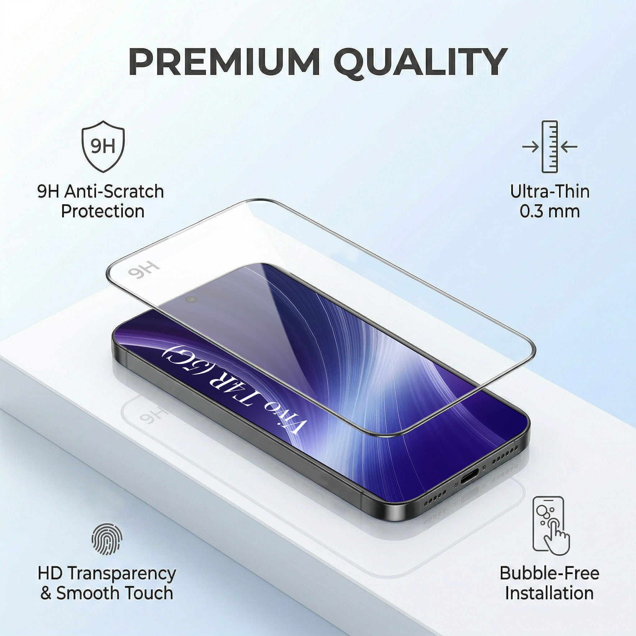 For Vivo T4R Combo with Back Cover and 9H Tempered Glass (Textured Grip Design | Micro-Fiber Cloth Inside | Oleophobic Coating Screen Glass)