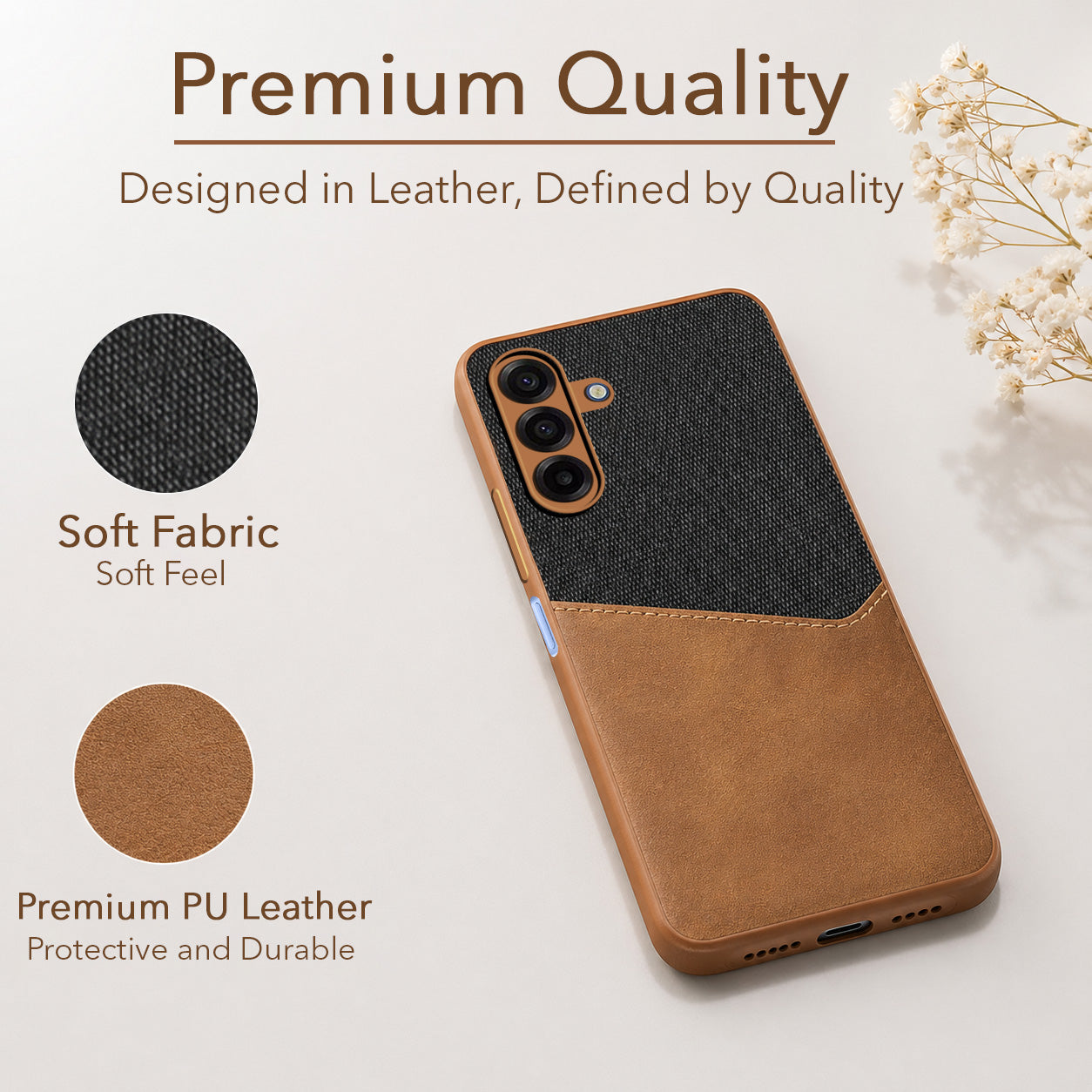 For Samsung Galaxy A17 | Samsung F17 | Samsung M17 5G Back Cover Case (Dual PU Leather Stitch | Professional Minimalist | Soft and Flexible)