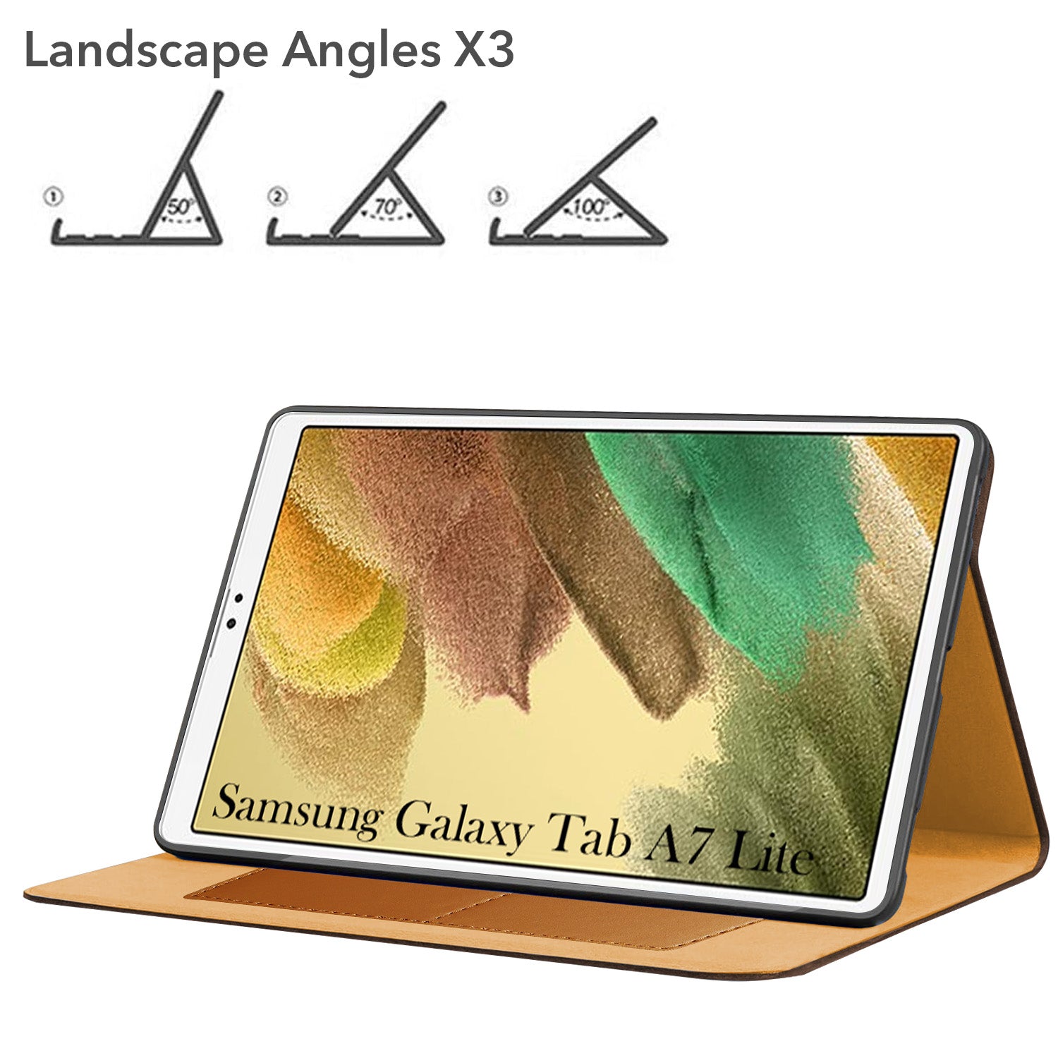 For Samsung Galaxy Tab A7 Lite 8.7 Inch SM-T225/T220/T225N/T227U  Flip Cover Folio Cover (PU Matte Leather | Multi-Angle Smart Stand | Card Storage Slots | Silicone Back Pouch)