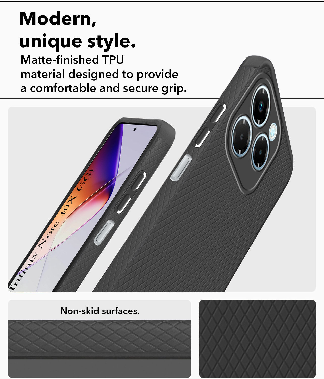 For Infinix Note 40X 5G Back Cover Case Liquid Silicone (Camera Protection | Side Grip Texture | Soft and Flexible)