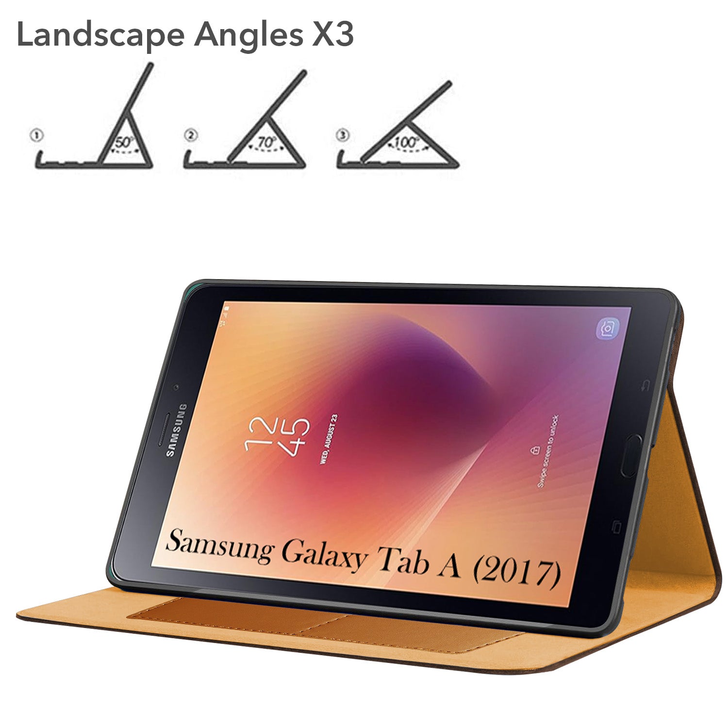 For Samsung Galaxy Tab A T380|T385 8 Inch Flip Cover Folio Cover (PU Matte Leather | Multi-Angle Smart Stand | Card Storage Slots | Silicone Back Pouch)