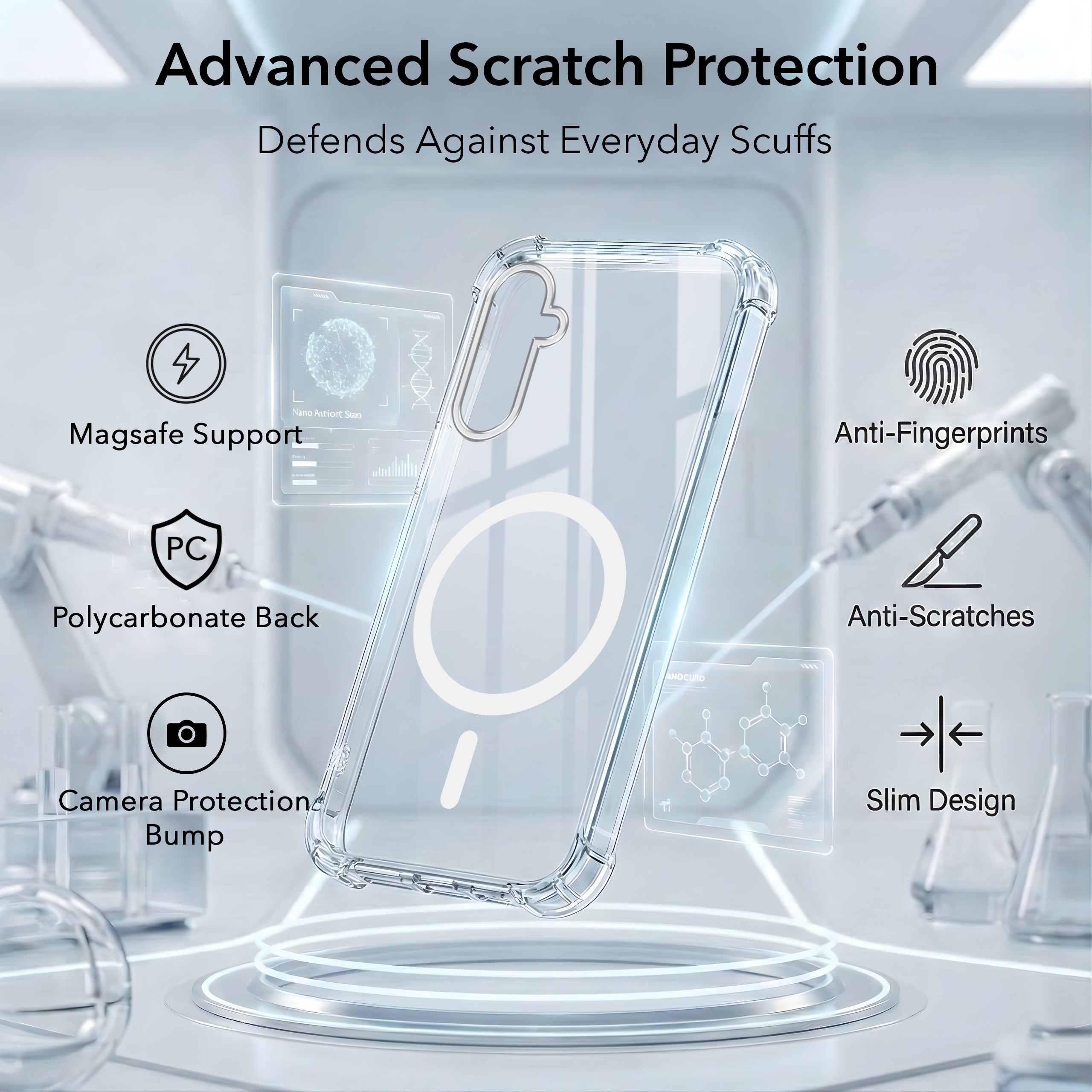 For Samsung Galaxy A34 5G Back Cover Shockproof Crystal-Clear (Magsafe Wireless Support | Drop & Camera Protection | Hard Polycarbonate)