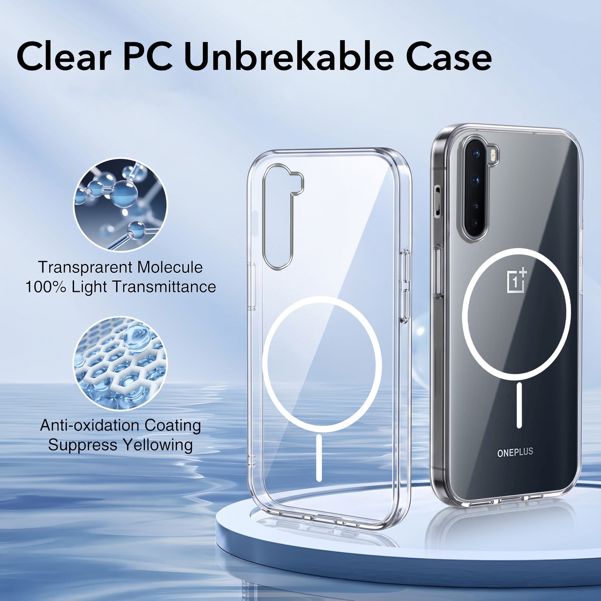 For Oneplus Nord Back Case Cover Crystal Anti Yellow (Unbreakable PC | MagSafe Wireless Charging Support |Camera Protection Bump)