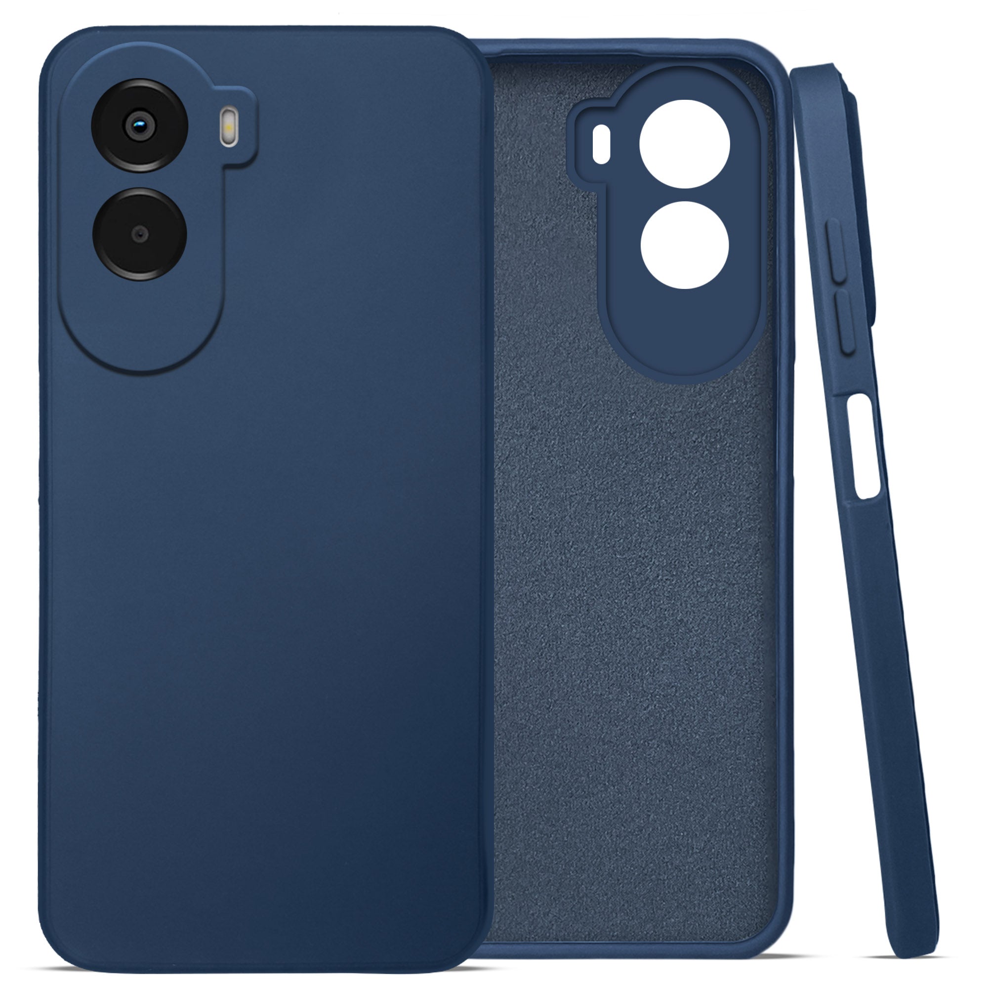 For Poco M7 Plus 5G Back Cover Case (Matte Finish Silicone with Inside Fiber cloth)