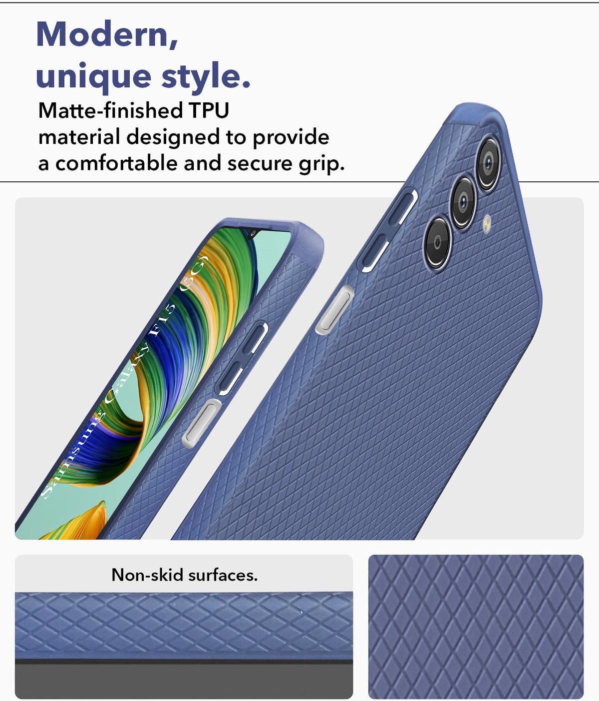 For Samsung Galaxy F15 5G Back Cover Case (Liquid Silicone | Side Grip | Camera Protection)