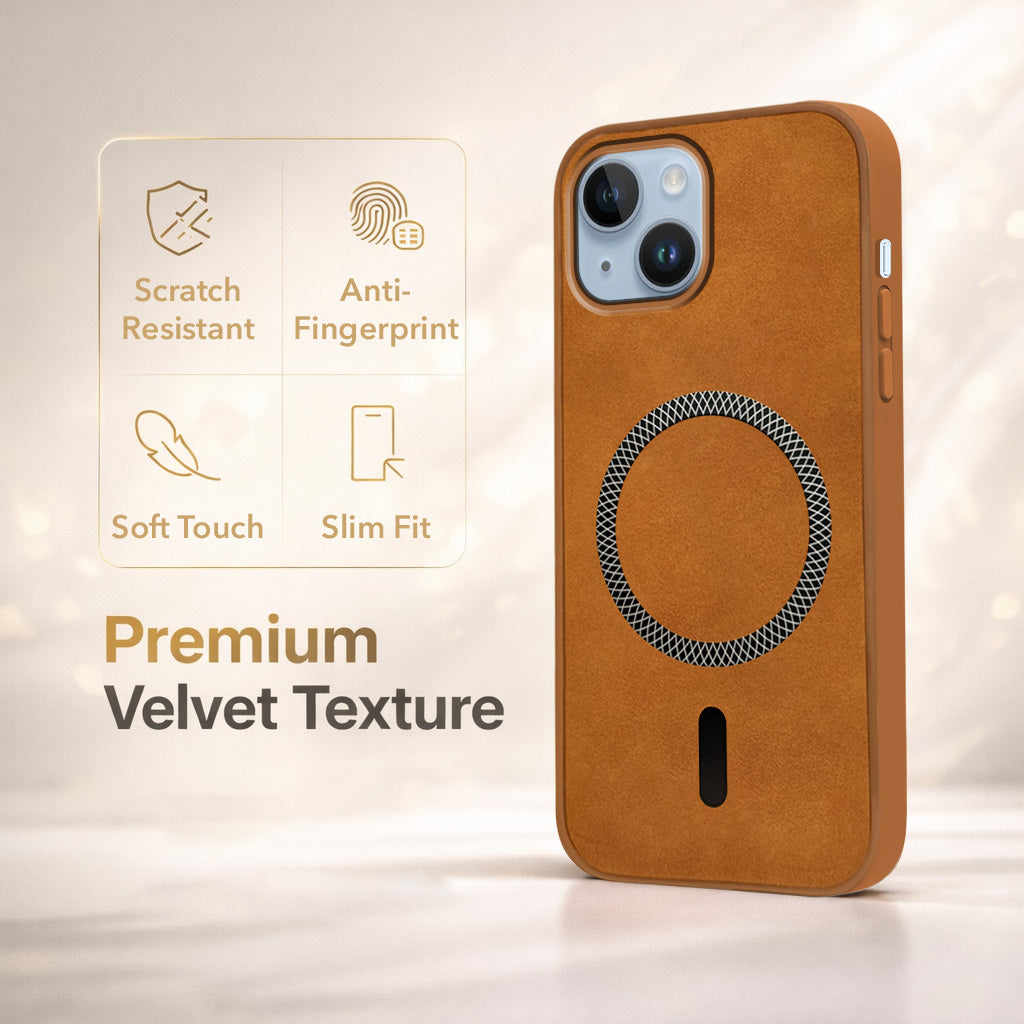 For Apple iPhone 14 Back Cover Case (Sleek Leather Finish | MagSafe Compatible Wireless Charging | Camera Bump Protection)