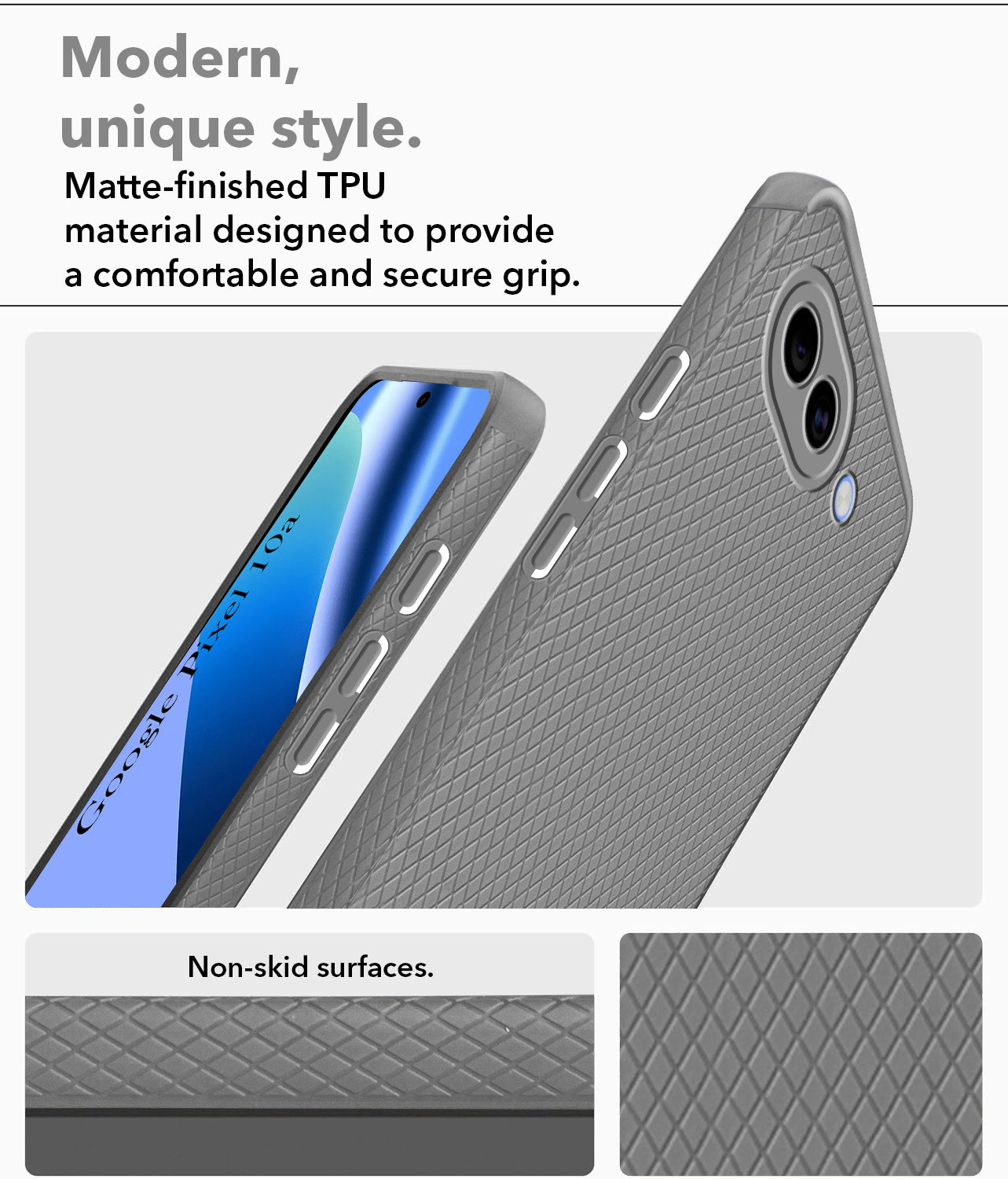 For Google Pixel 10a Back Cover Case Liquid Silicone (Camera Protection | Side Grip Texture | Soft and Flexible)