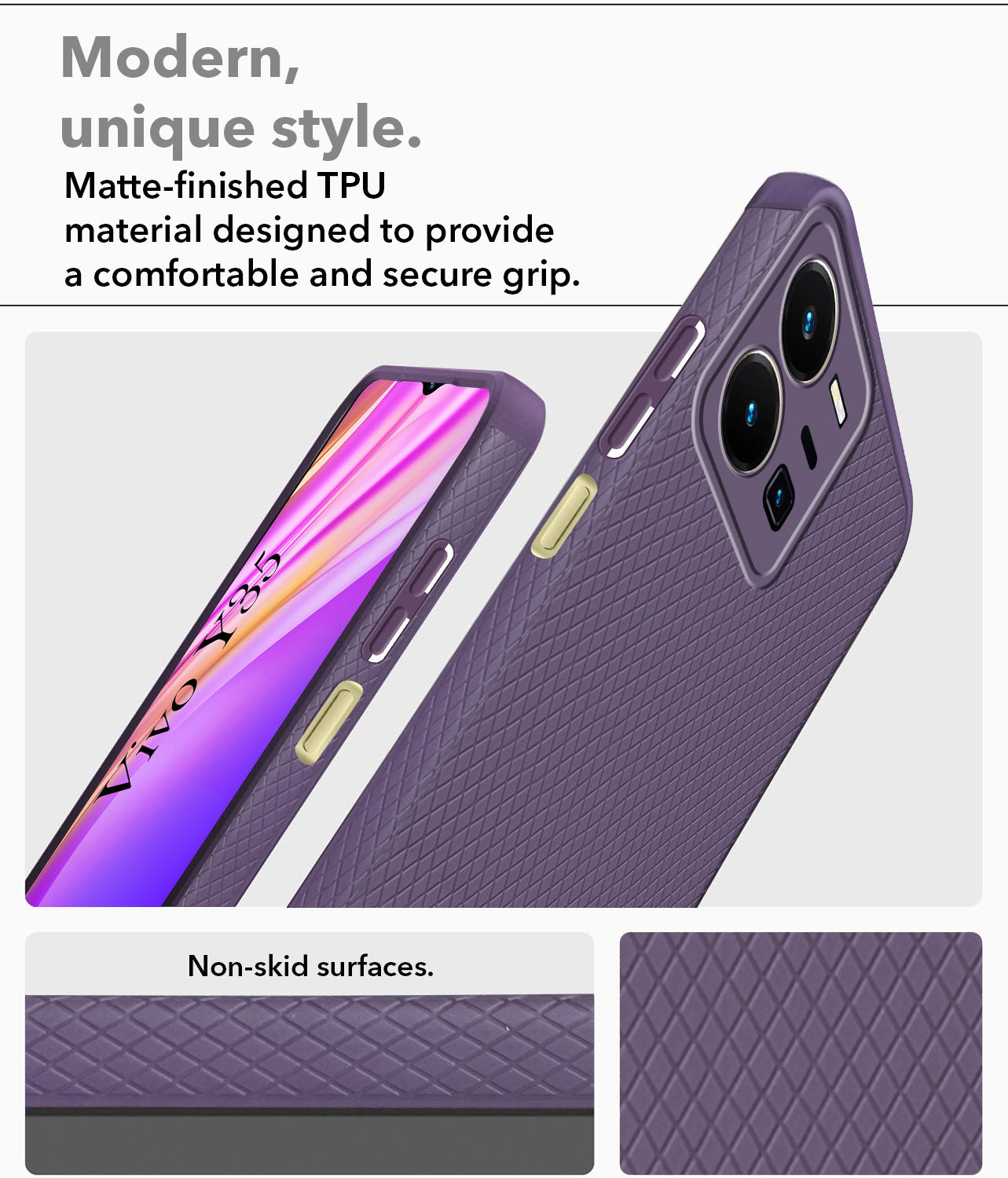 For Vivo Y35 Back Cover Case Liquid Silicone (Camera Protection | Side Grip Texture | Soft and Flexible)