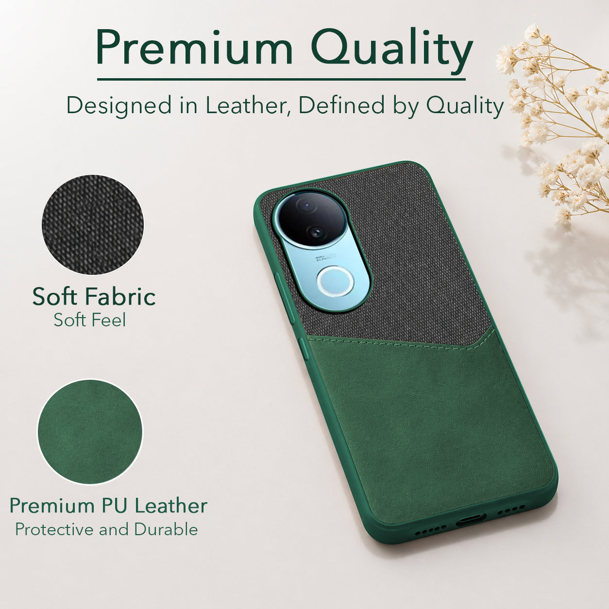 For Vivo iQOO Z10R Back Cover Case (Dual PU Leather Stitch | Professional Minimalist | Soft and Flexible)
