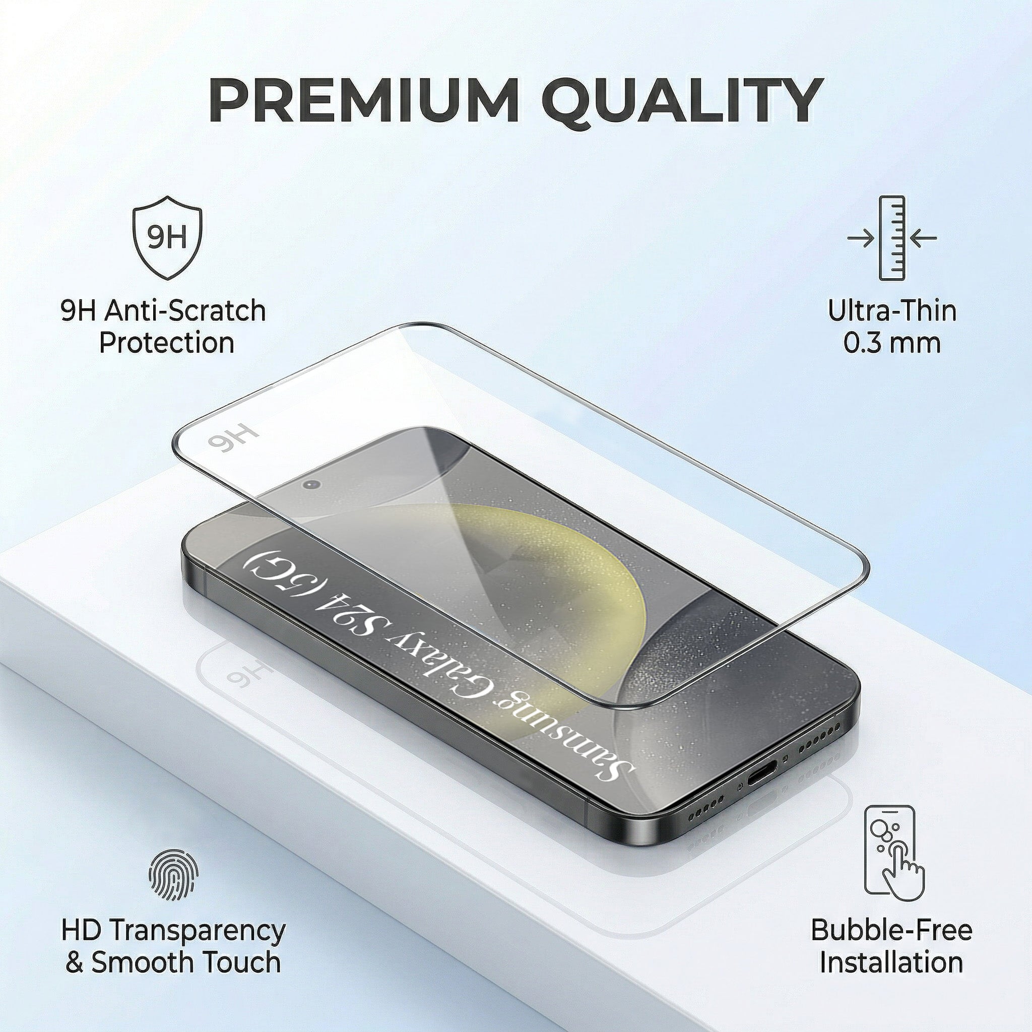 For Samsung Galaxy S24 Combo with Back Cover and 9H Tempered Glass (Textured Grip Design | Micro-Fiber Cloth Inside | Oleophobic Coating Screen Glass)