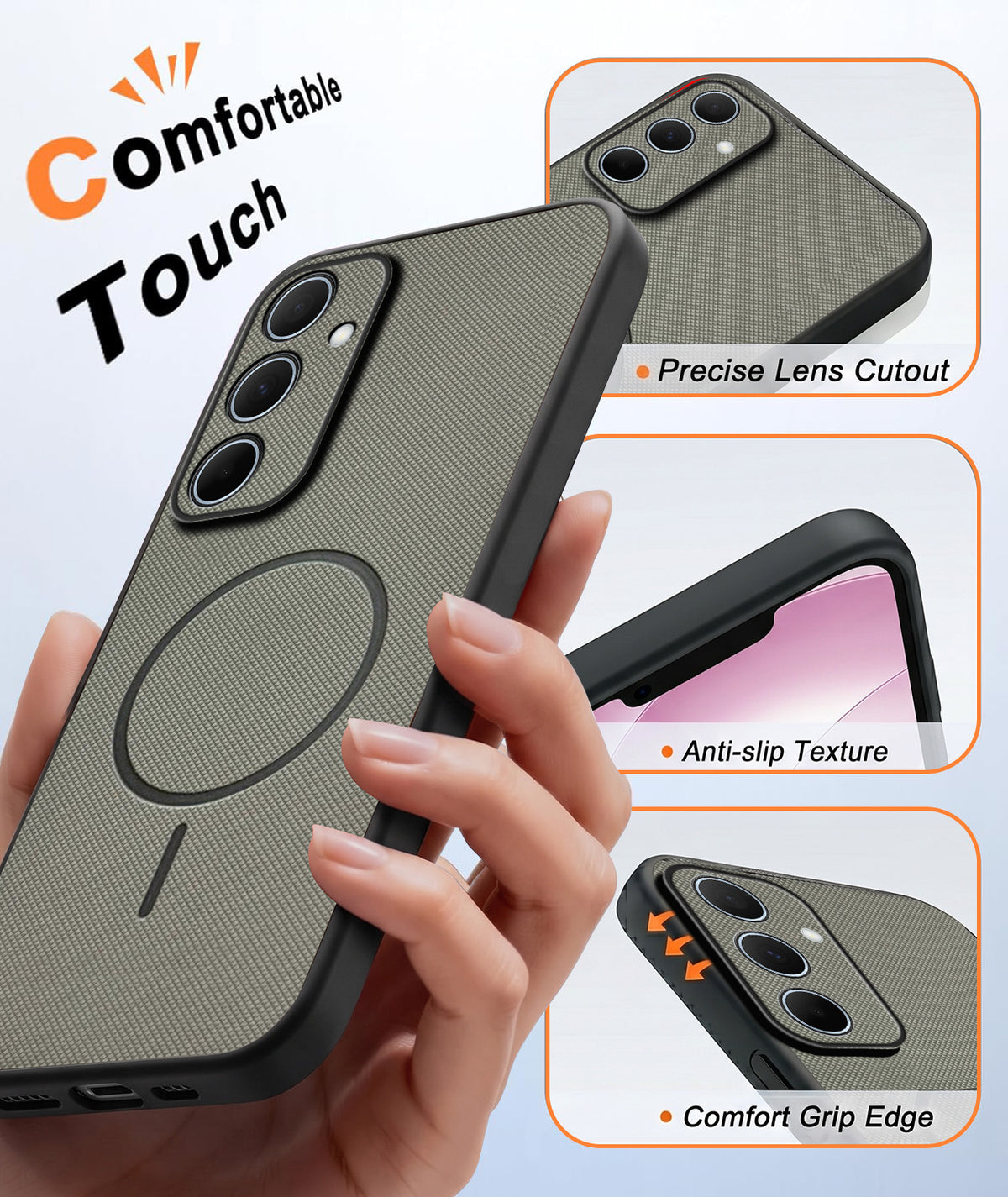For Samsung Galaxy A35 5G Back Cover Case PU Leather (Texture Grip Design | Professional Minimalist | Camera Protection | Soft and Flexible)
