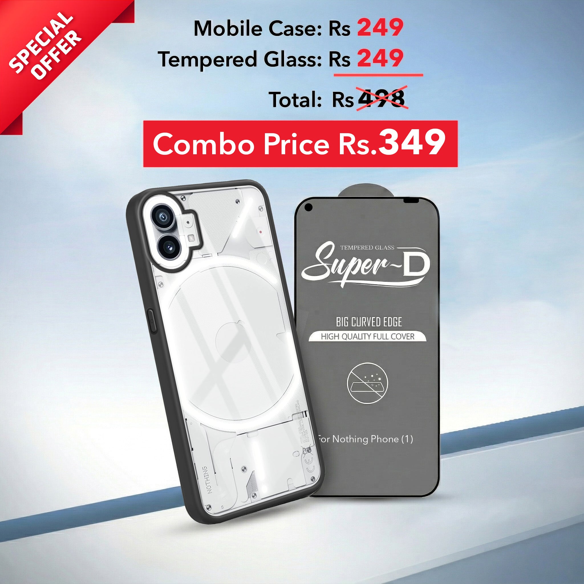 For Nothing Phone 1 (Combo with Back Cover and 9H Tempered Glass (Lifetime Anti-Yellow | Crystal Clear Shockproof | Oleophobic Coating Screen Glass)