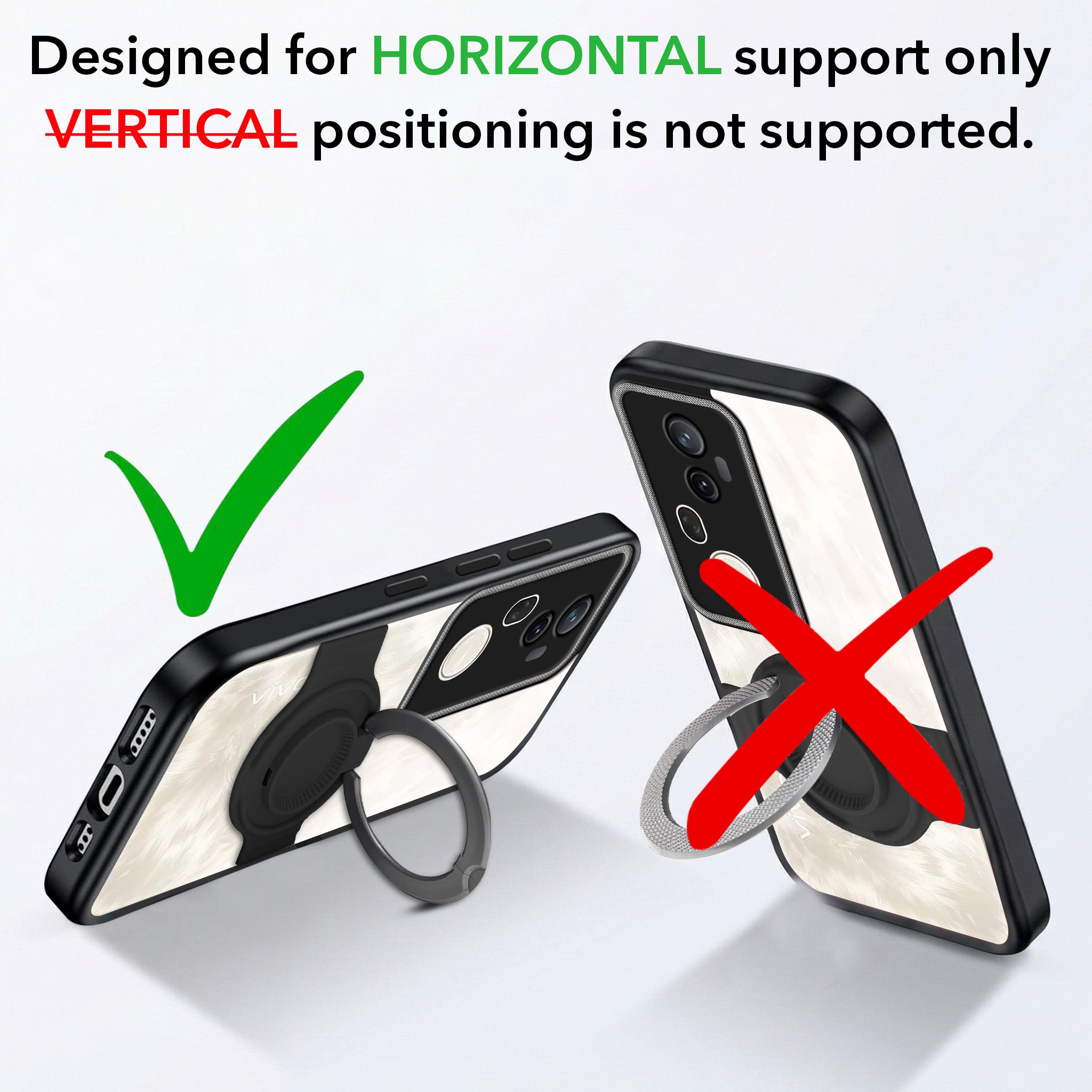For Vivo T4 Ultra Back Cover Case with stand (Built-in Ring Holder Kickstand | Lifetime Anti Yellow | Camera Protection)