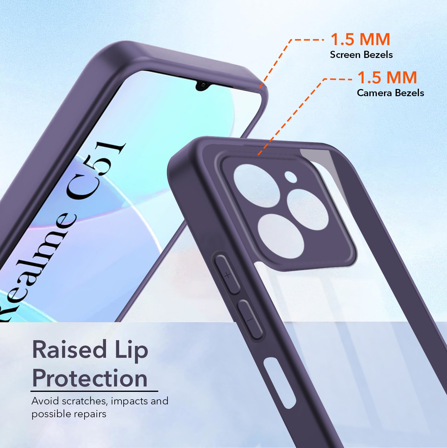 For Realme C51 Back Cover Case Ultra-Hybrid (Lifetime Anti Yellow | Anti Scratch | Crystal Clear Shockproof)