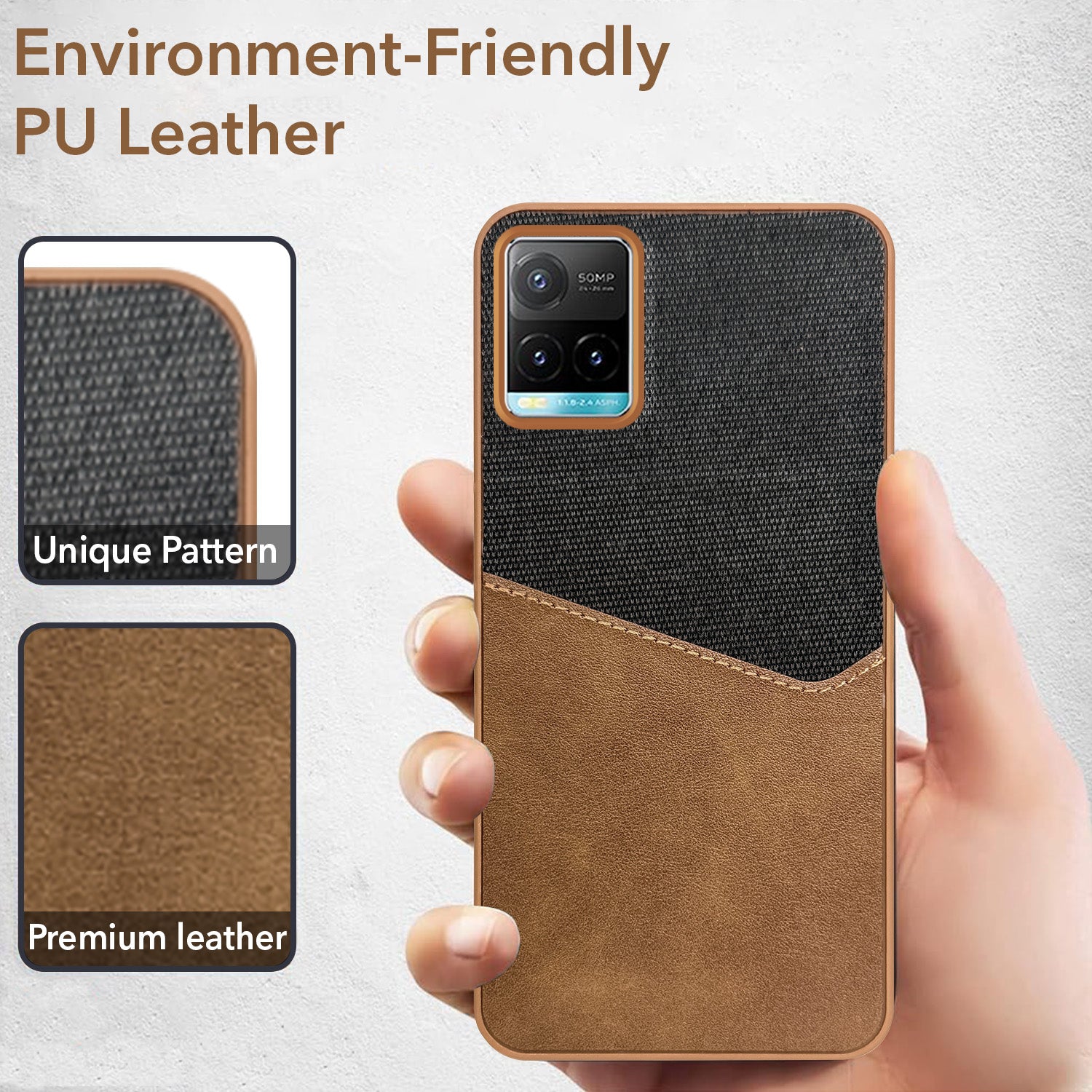 For Vivo Y33T | Vivo Y21T | Vivo Y21s Back Cover Case (Dual PU Leather Stitch | Professional Minimalist | Soft and Flexible)