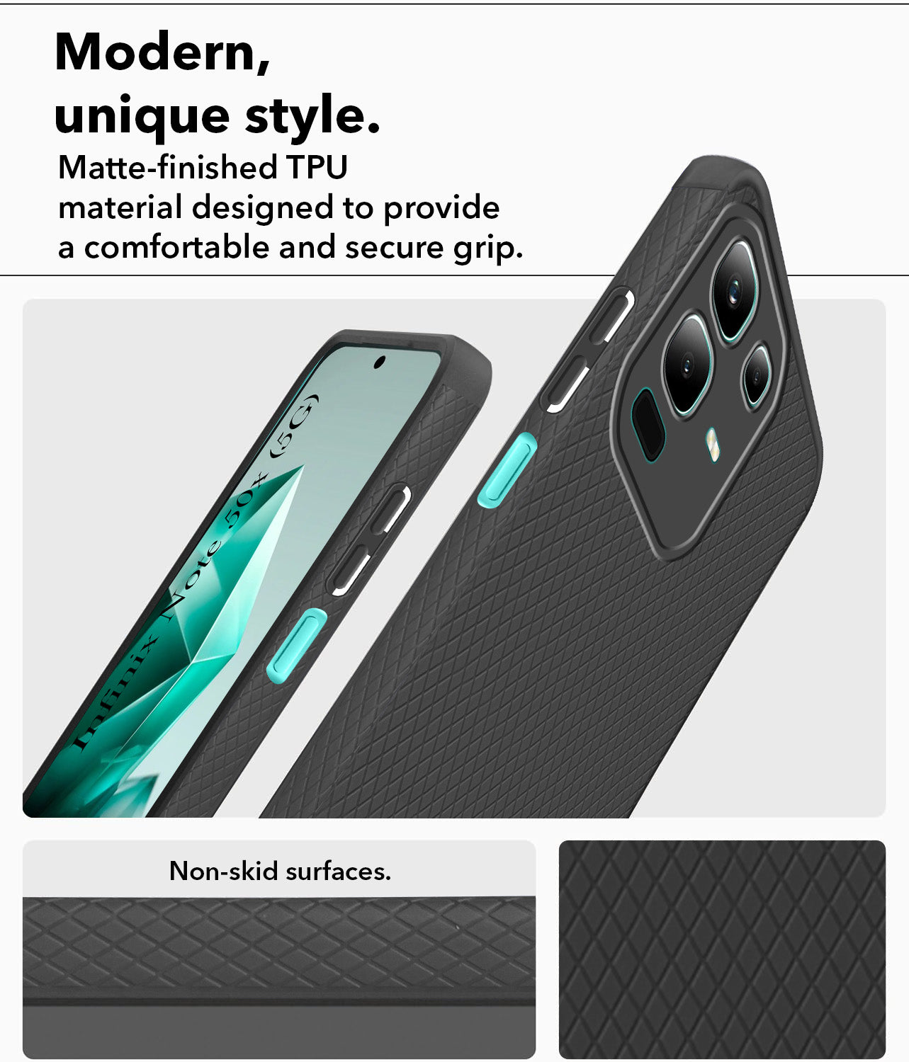 For Infinix Note 50x Back Cover Case  (Liquid Silicone | Side Grip | Camera Protection)