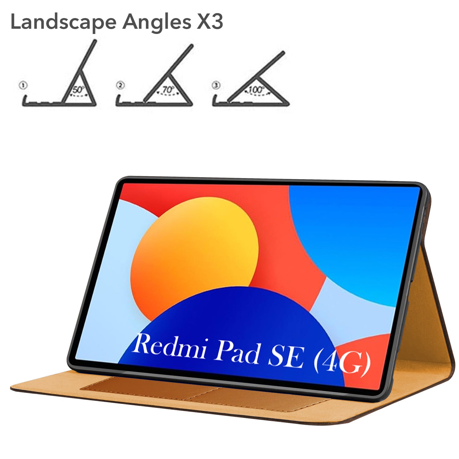For Redmi Pad SE 4G 8.7 Inch 220233L2G Flip Cover Folio Cover (PU Matte Leather | Multi-Angle Smart Stand | Card Storage Slots | Silicone Back Pouch)