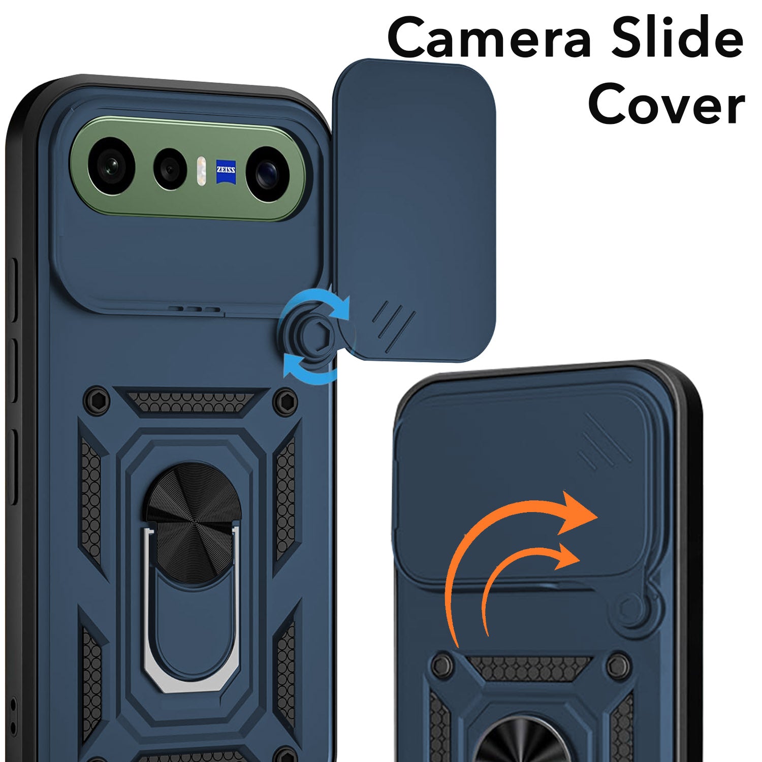 For Vivo X300 FE Back Cover Case Hybrid Armor (Sliding Shutter Camera Protection | Polycarbonate |Ring Holder Kickstand)