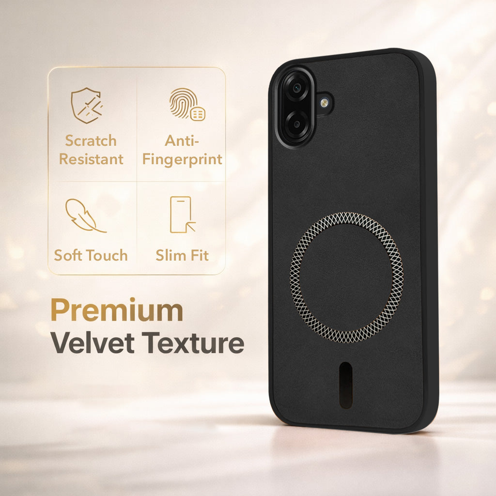 For Samsung Galaxy M07 | Samsung Galaxy F07 Back Cover Case Leather Finish (MagSafe Compatible Wireless Charging | Soft Touch | Camera Bump Protection)